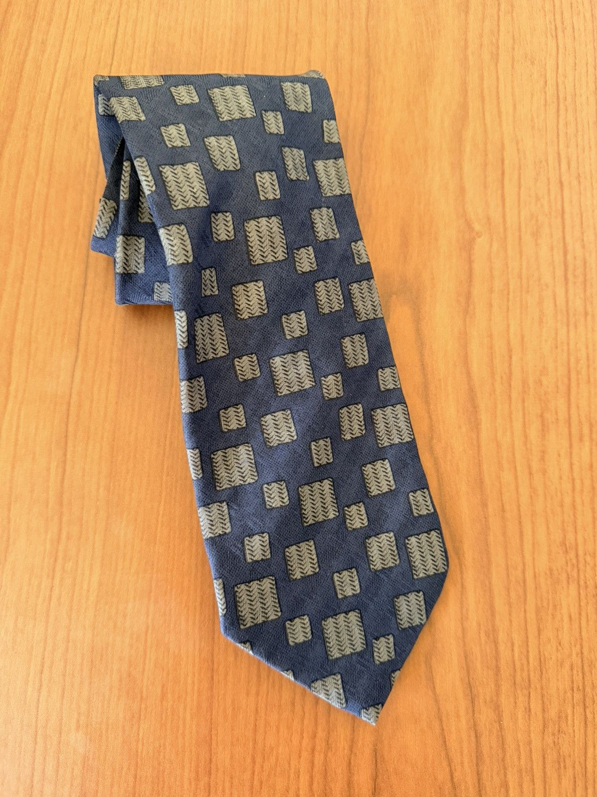 Giorgio Armani Giorgio Armani Cravatte Silk Tie Blue Geometric Squares Size ONE SIZE - 3 Thumbnail