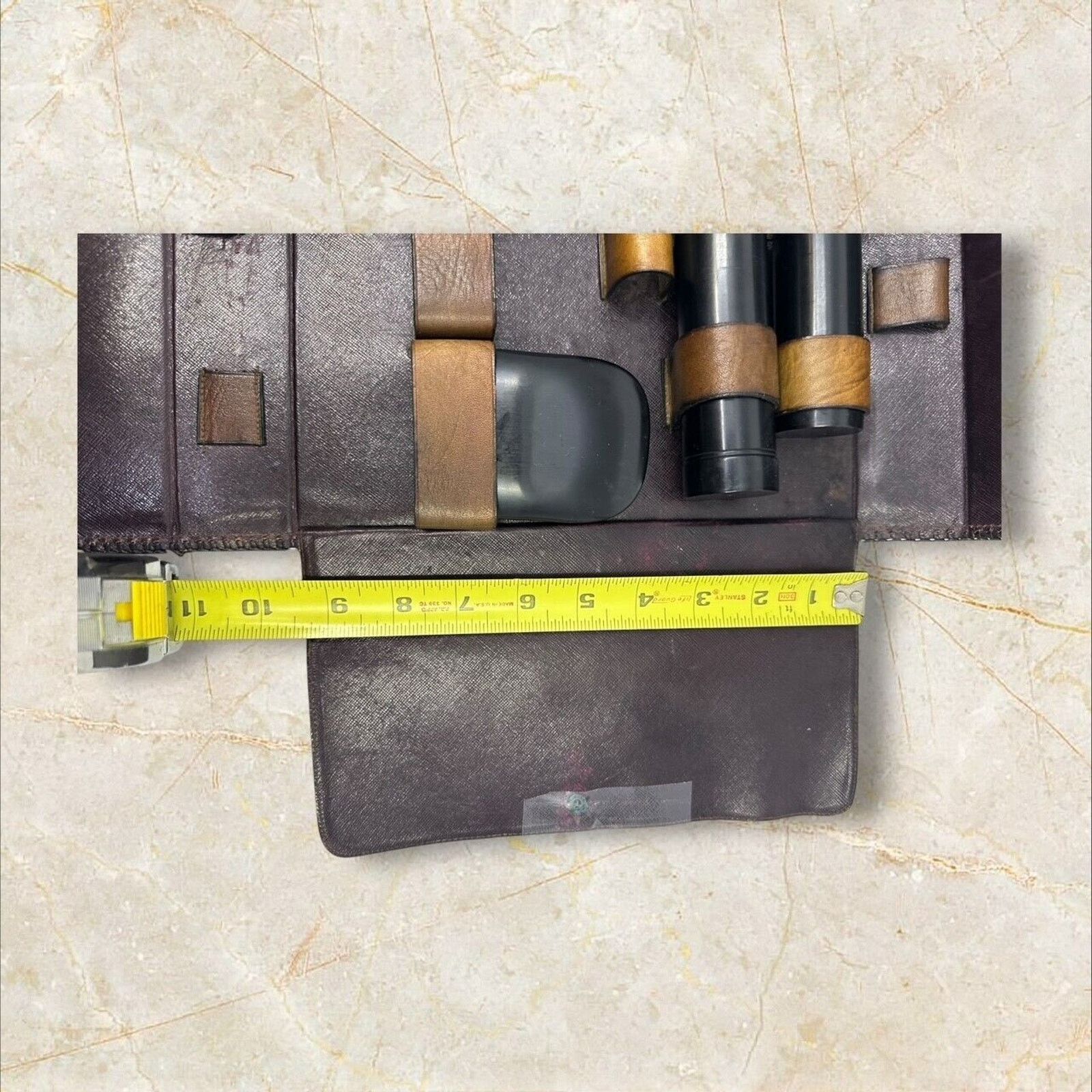 Other Vintage Mens Travel Vanity Toiletry Brown Leather Kit Case Size ONE SIZE - 15 Thumbnail