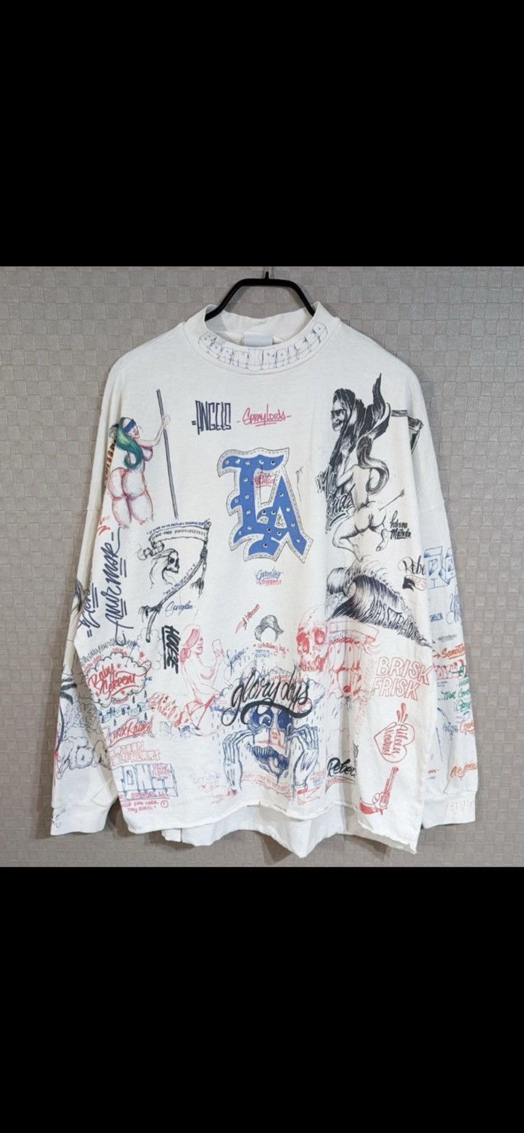 image of Saint Mxxxxxx Born X Raised Long Sleeve in White, Men's (Size Large)