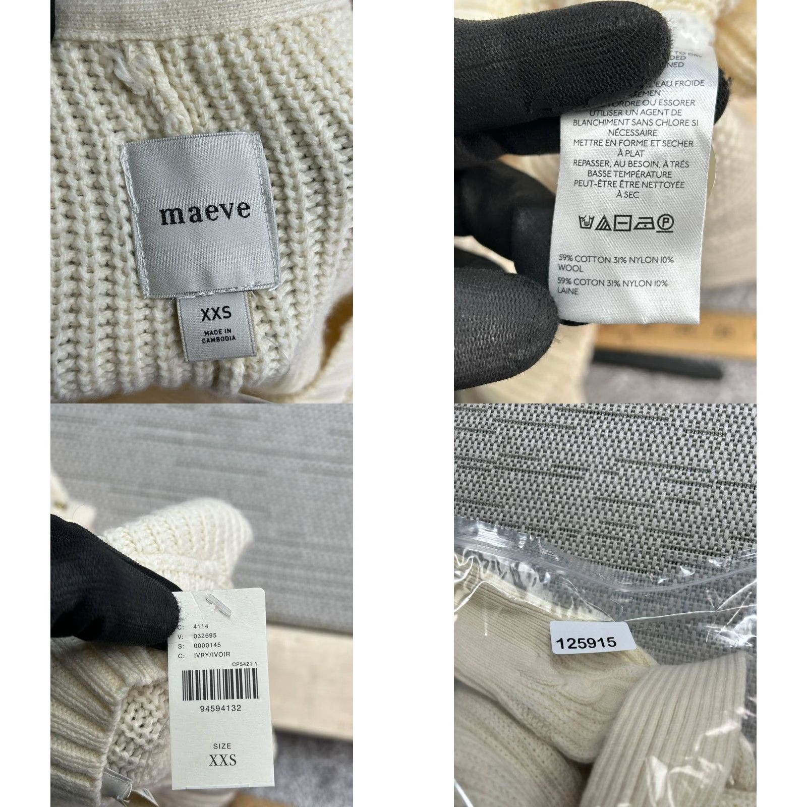 Vintage Maeve Cardigan Sweater Women XXS Beige Cotton Cable Knit Belted Casual New Size XXS / US 00 / IT 34 - 8 Thumbnail