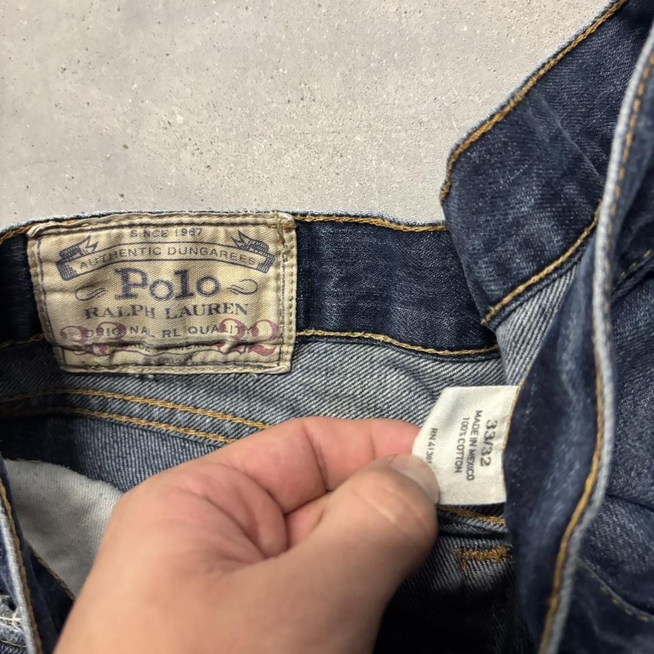 Polo Ralph Lauren × Vintage Crazy Vintage Y2K/2000s Grunge Polo Ralph Lauren Dark Wash Distressed Denim Jeans! Size US 33 - 8 Thumbnail