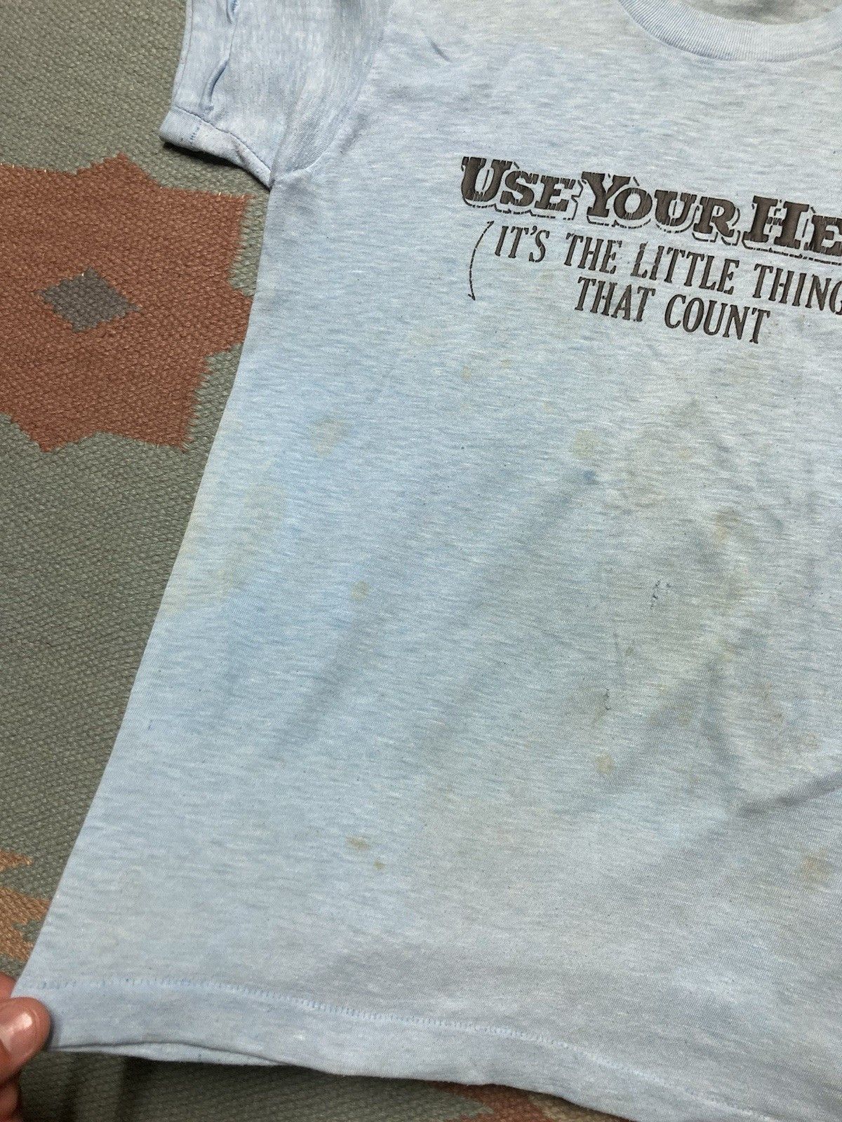 Vintage Vtg 70s t shirt use your head funny boys L women’s baby tee Size S / US 4 / IT 40 - 3 Thumbnail