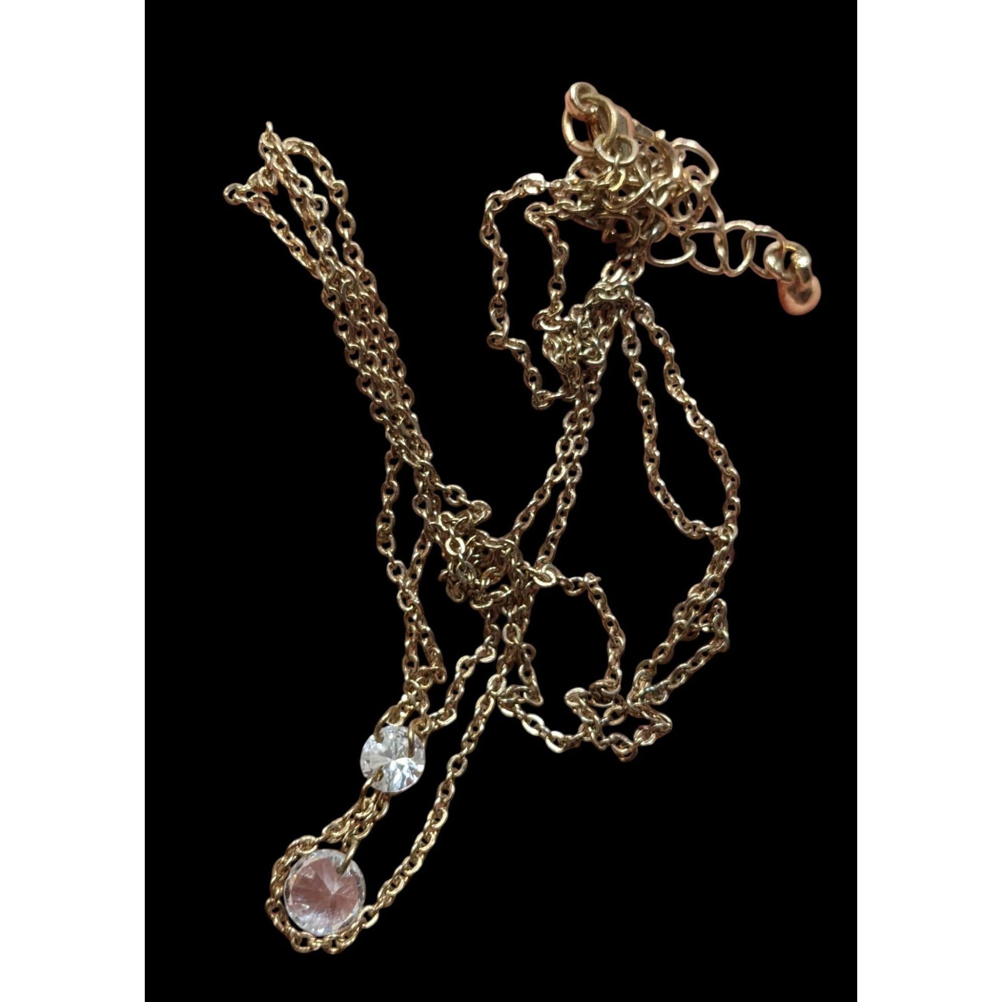 Other Gold-Tone Y-Shaped Necklace With Clear Crystal Accents Adjus Size ONE SIZE - 5 Thumbnail