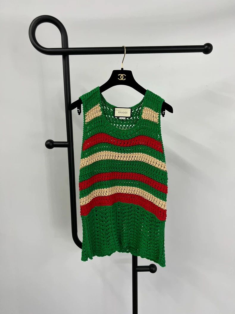 Gucci Gucci Green Red Knit Sleeveless Vest - dmc Size US XS / EU 42 / 0 - 1 Thumbnail