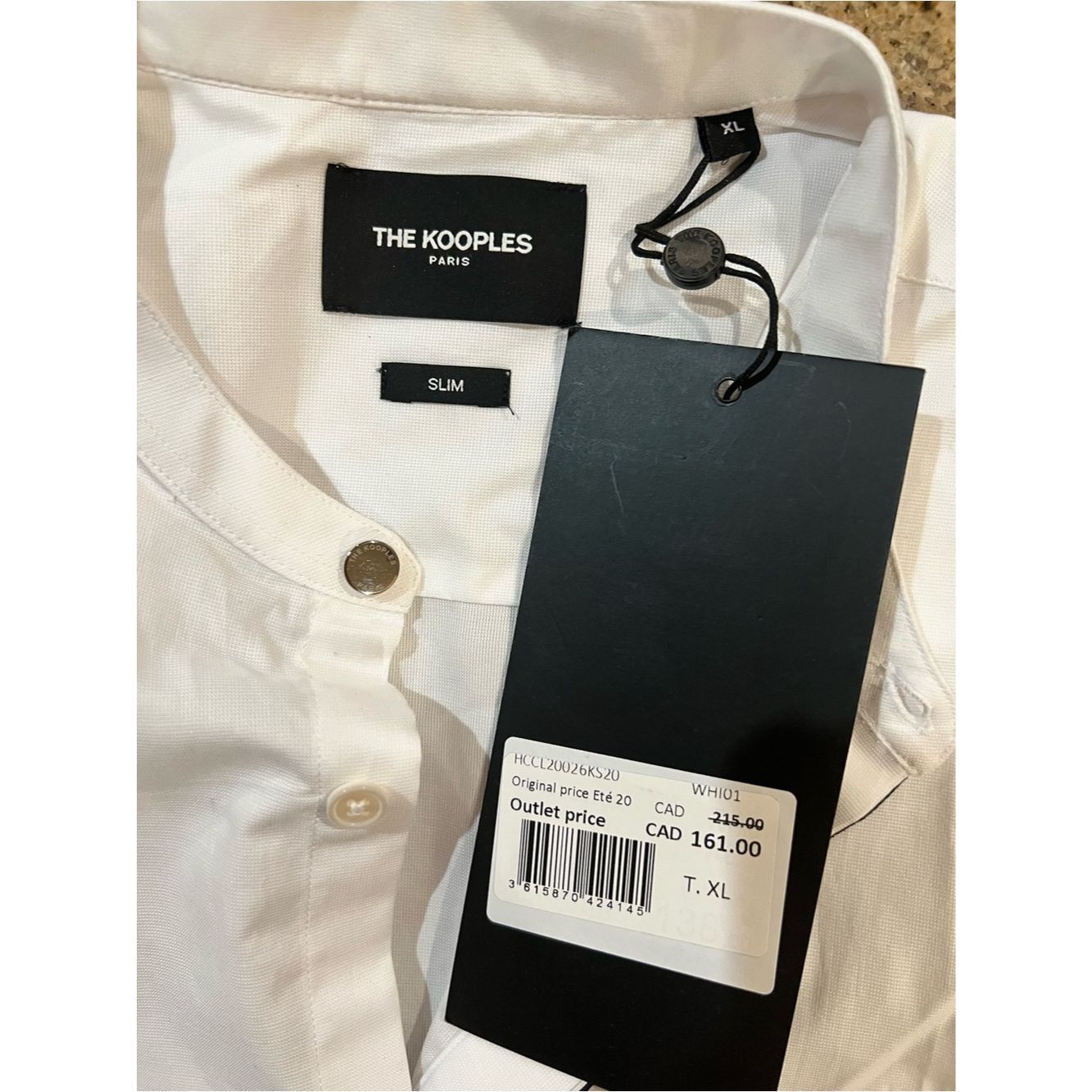 The Kooples The Kooples Paris White Slim Mandarin Collar Button Shirt X Size US XL / EU 56 / 4 - 4 Thumbnail