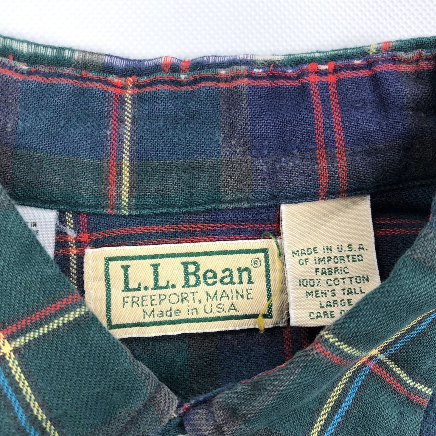 Vintage L.L. Bean Men's Large Tall Green Plaid Flannel Button-Down Shirt Vintage USA Size US L / EU 52-54 / 3 - 3 Thumbnail