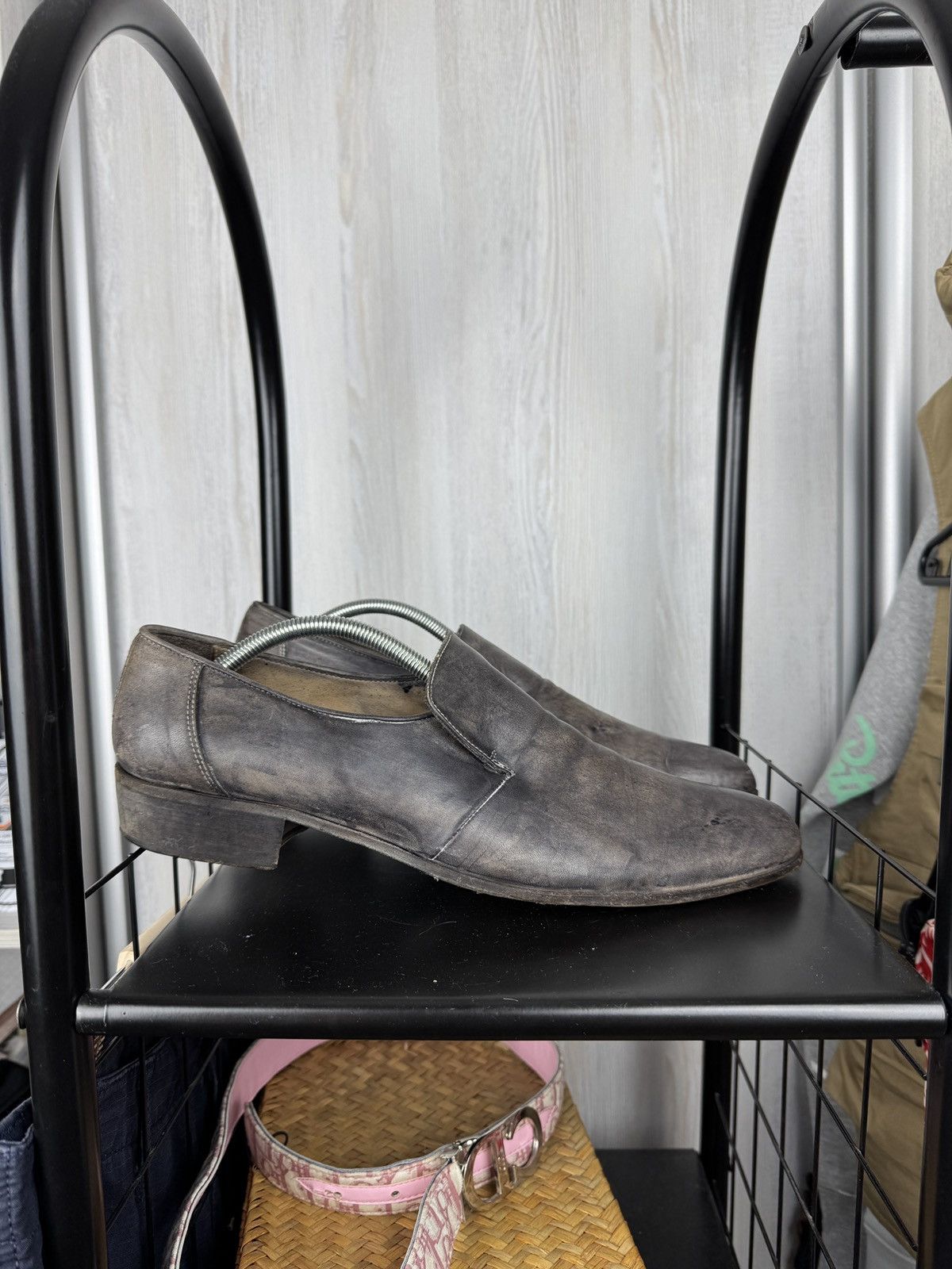 Giorgio Brato Grey “Garment Dyed” leather loafers size 45