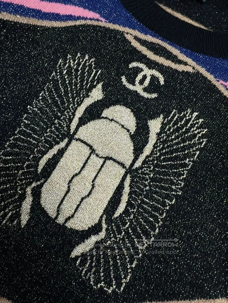 Chanel Chanel 19A Egypt Series Black Pink Beetle Pattern Cashmere Size S / US 4 / IT 40 - 4 Thumbnail