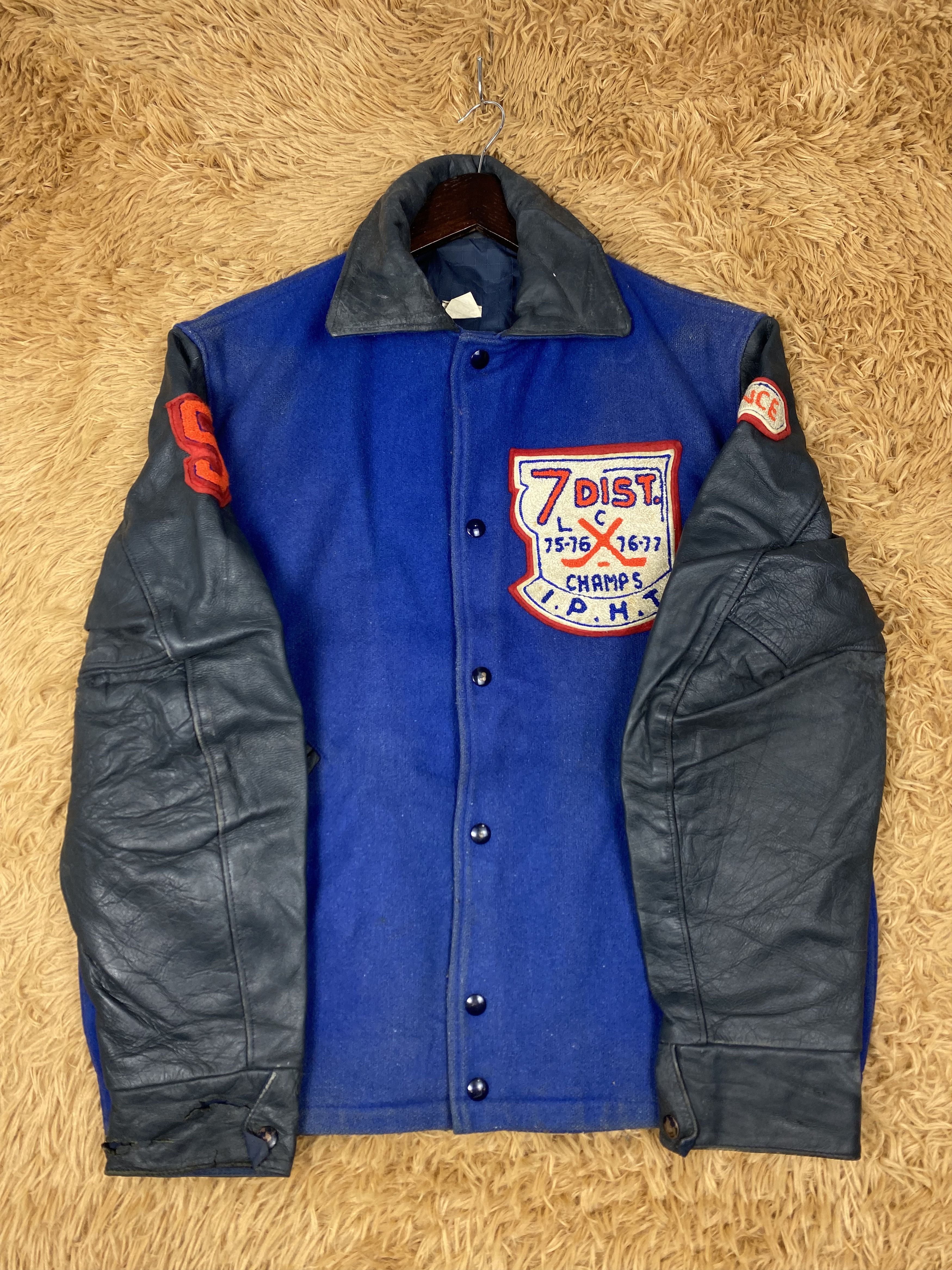 American Apparel Vintage Champs Leather Sleeve Varsity Jacket DJ0396 Size US L / EU 52-54 / 3 - 4 Thumbnail