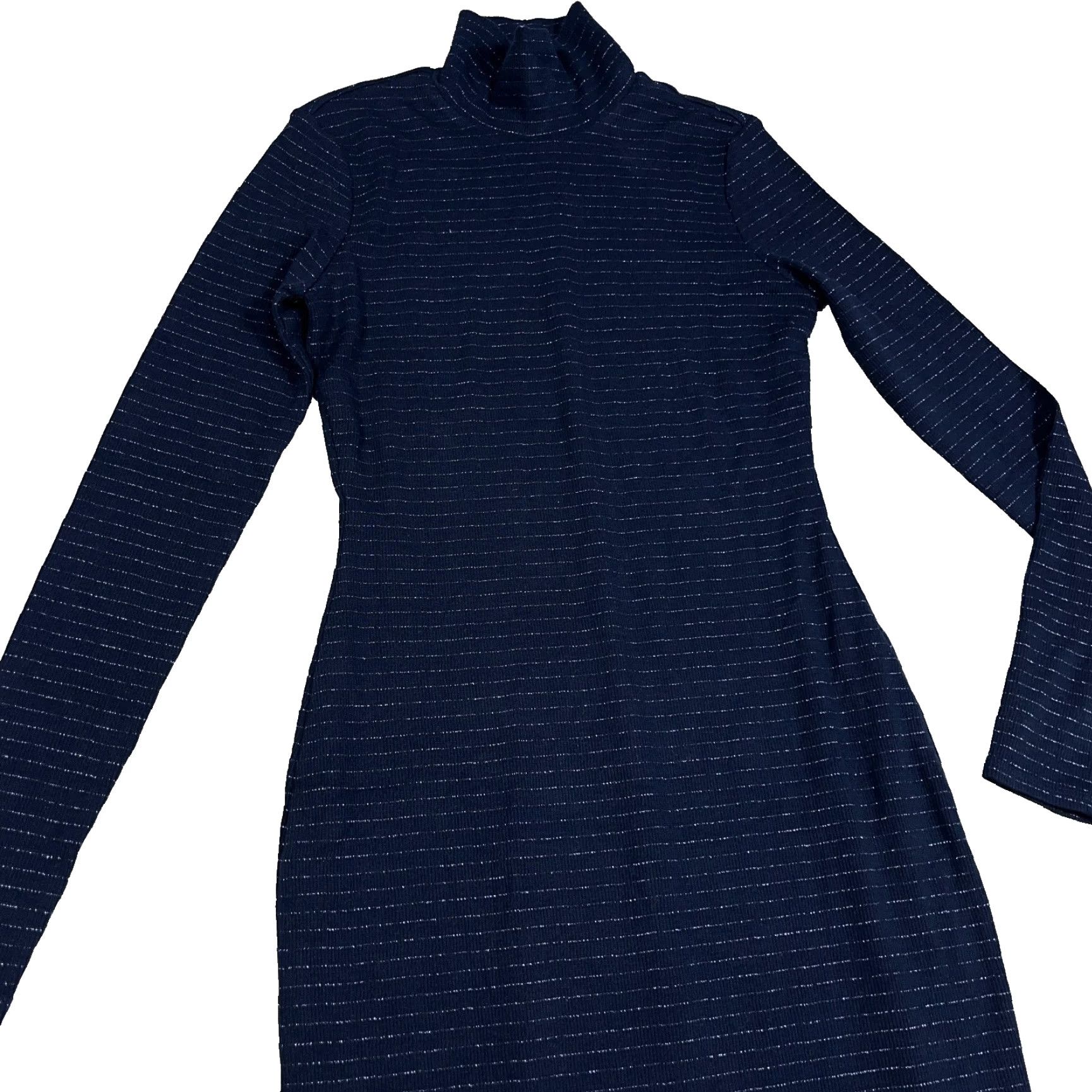 Marine Layer Marine Layer Lexi Rib Turtleneck Midi Dress in Navy Lurex Stripe Women Small Size S / US 4 / IT 40 - 3 Thumbnail