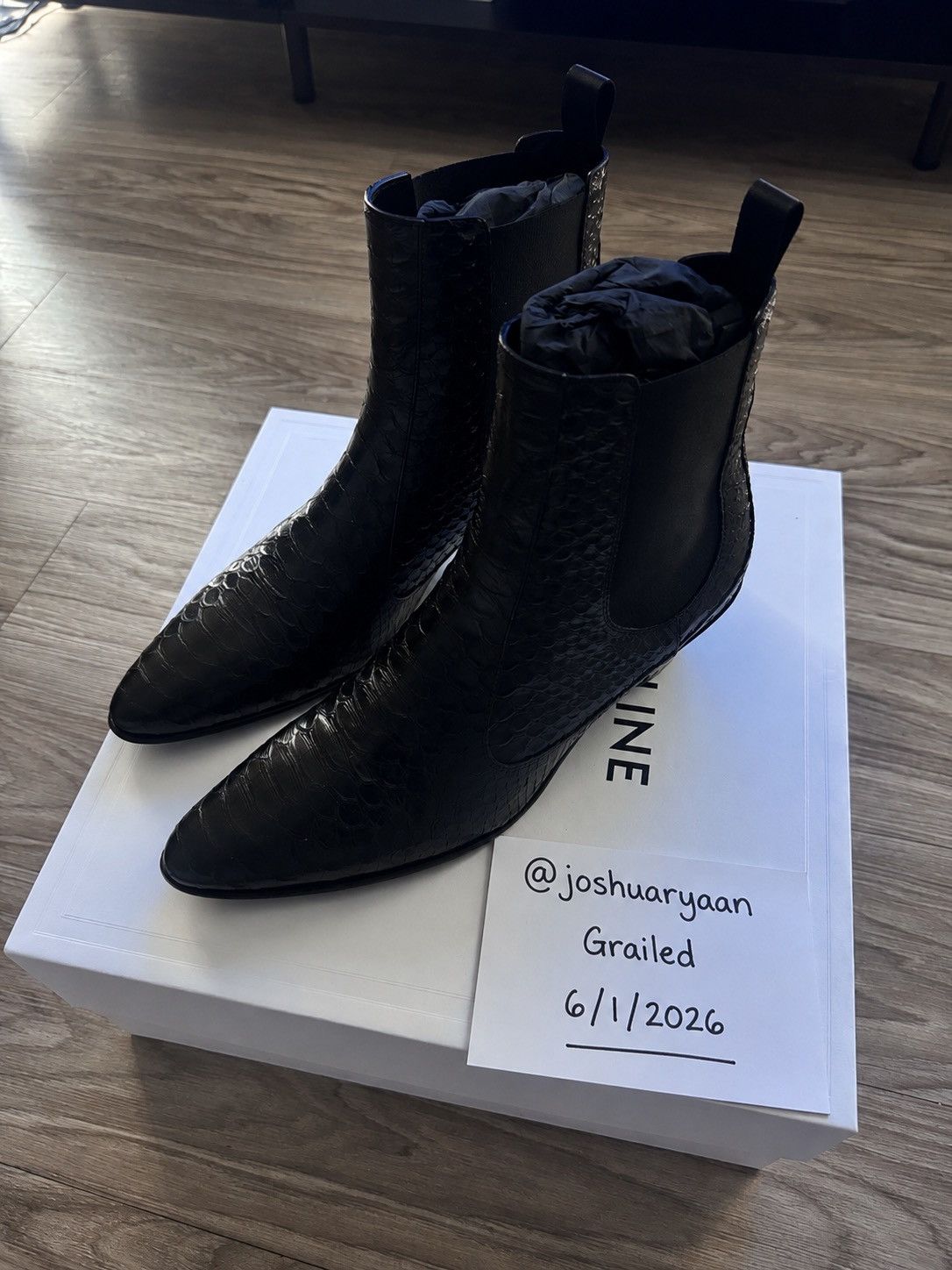 Celine Celine by Heidi Slimane FW24 Python Stamped Hector Boot Size US 10.5 / EU 43-44 - 2 Thumbnail