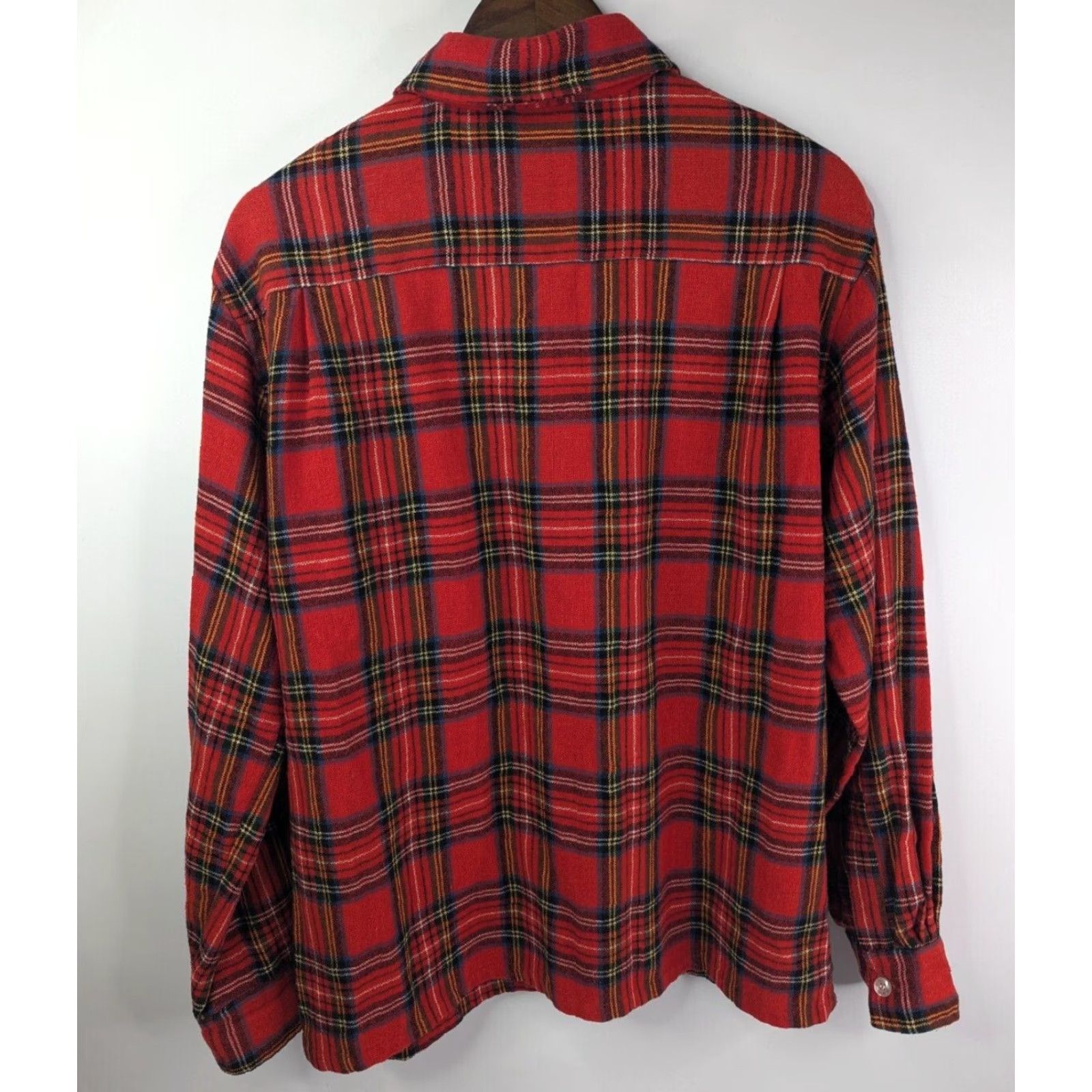 Sears VINTAGE Sears Shirt Mens L Red Plaid Button Wool Flannel 70s 80s Casual Size US L / EU 52-54 / 3 - 4 Thumbnail