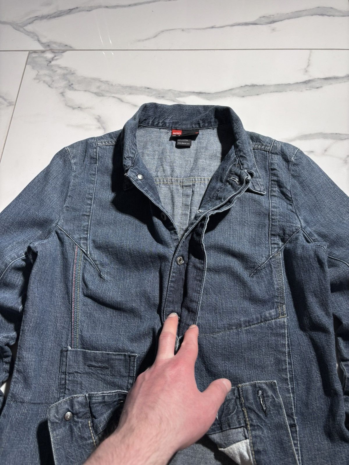 Diesel Vintage Y2K Diesel Jacket Denim 00’s Retro Workwear Style Size M / US 6-8 / IT 42-44 - 4 Thumbnail