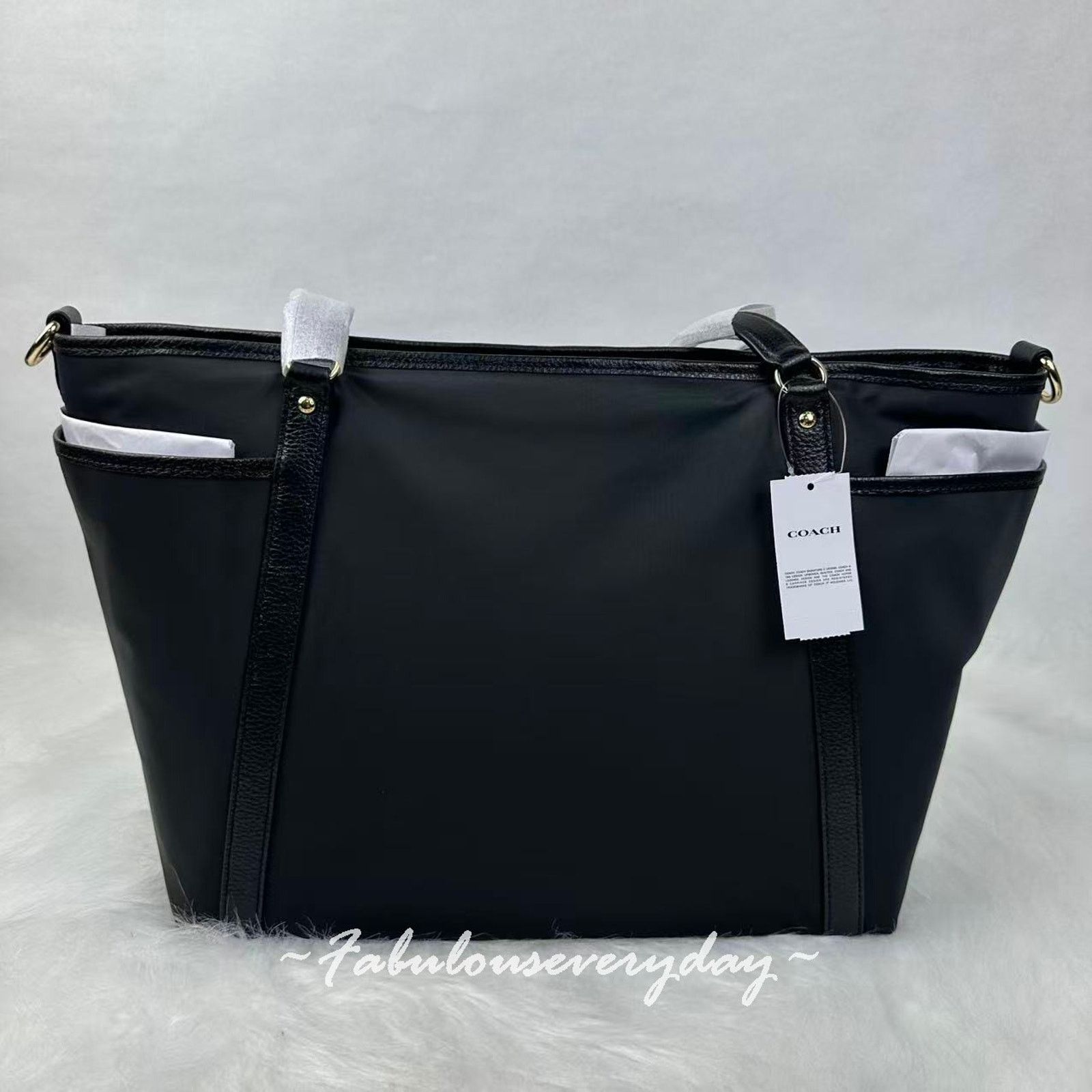 Coach Coach Baby Bag Shoulder Bag Nylon and Leather Silver/Black Size ONE SIZE - 4 Thumbnail