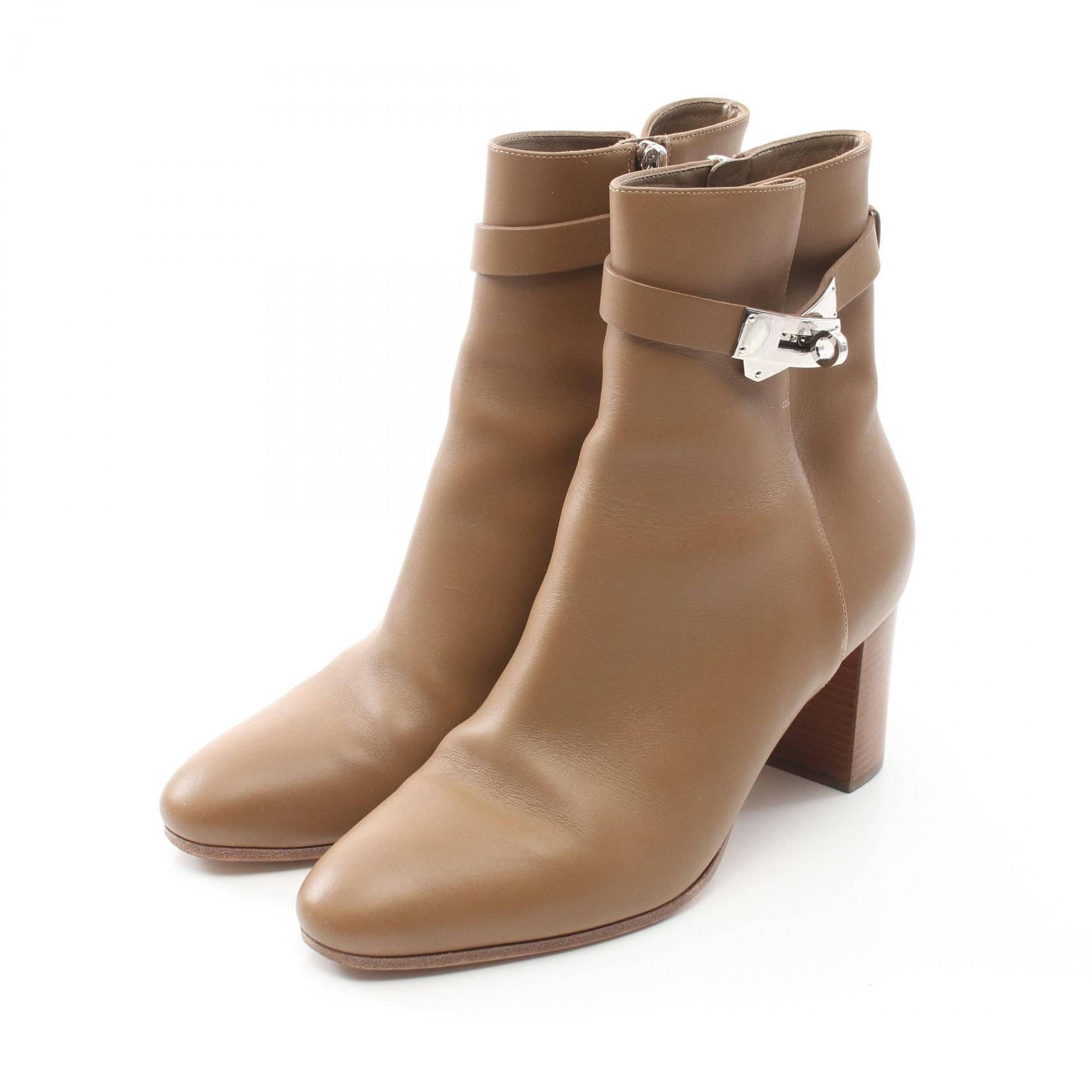Hermes Hermes Saint Germain Leather Boots Leather Shoes in Brown, Women's