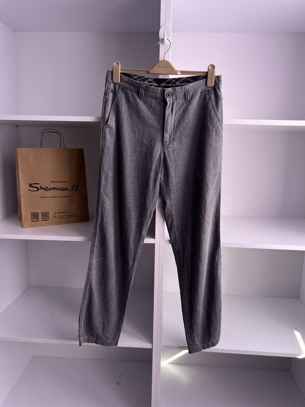 Burberry × Vintage Vintage Burberry Established 1856 gray cotton pants Size US 34 / EU 50 - 3 Thumbnail