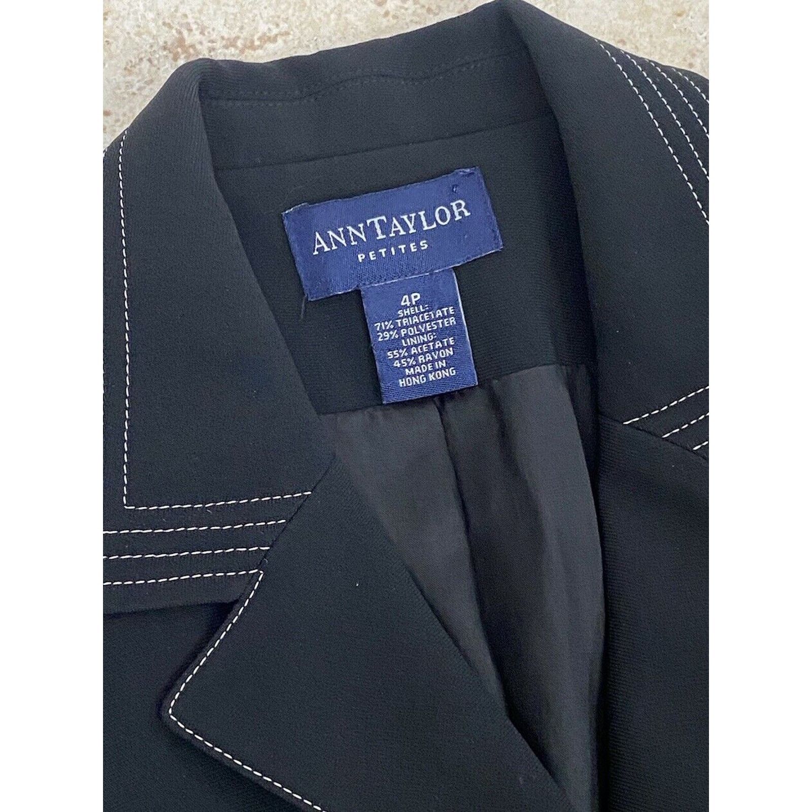 Ann Taylor Ann Taylor Coat Dress 4P Black Collared Button Down Belted Size S / US 4 / IT 40 - 4 Thumbnail