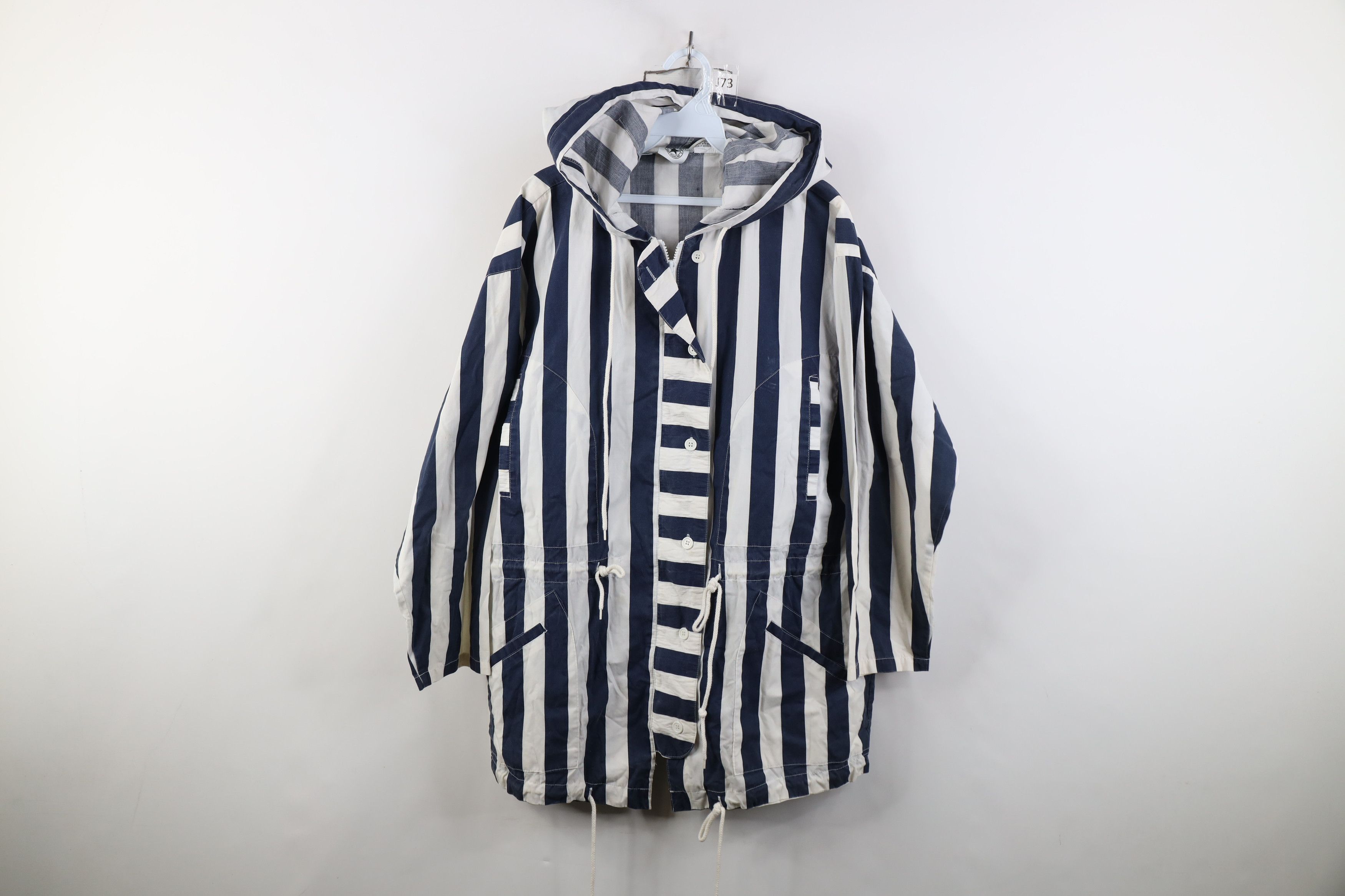 Vintage Vintage 90s Streetwear Striped Baggy Hooded Parka Jacket Size M / US 6-8 / IT 42-44 - 1 Thumbnail