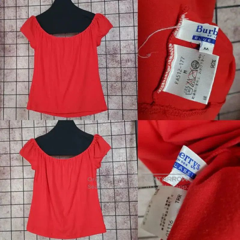 Burberry Burberry Red Off-Shoulder Short Sleeve Top. Size M / US 6-8 / IT 42-44 - 2 Thumbnail