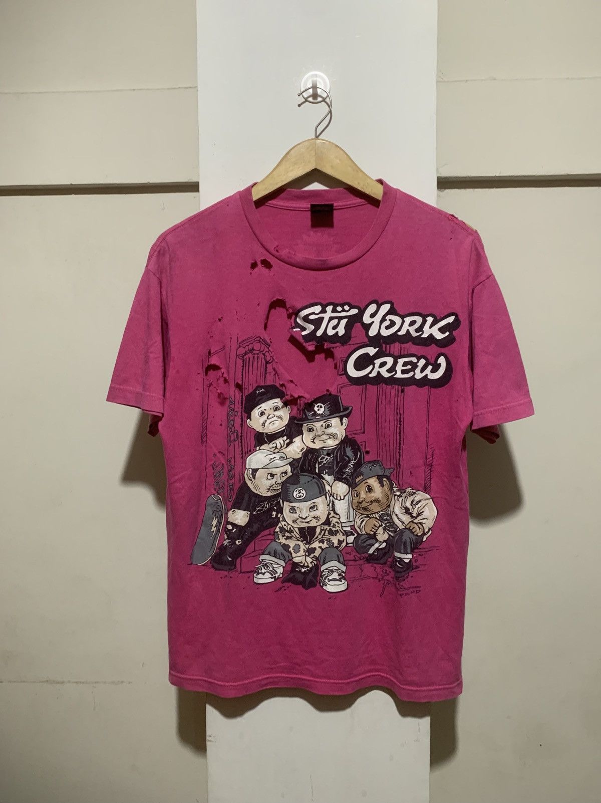 Stussy Vintage Stussy x Pound Stu York Crew Super Distressed Tee Size US M / EU 48-50 / 2 - 1 Thumbnail