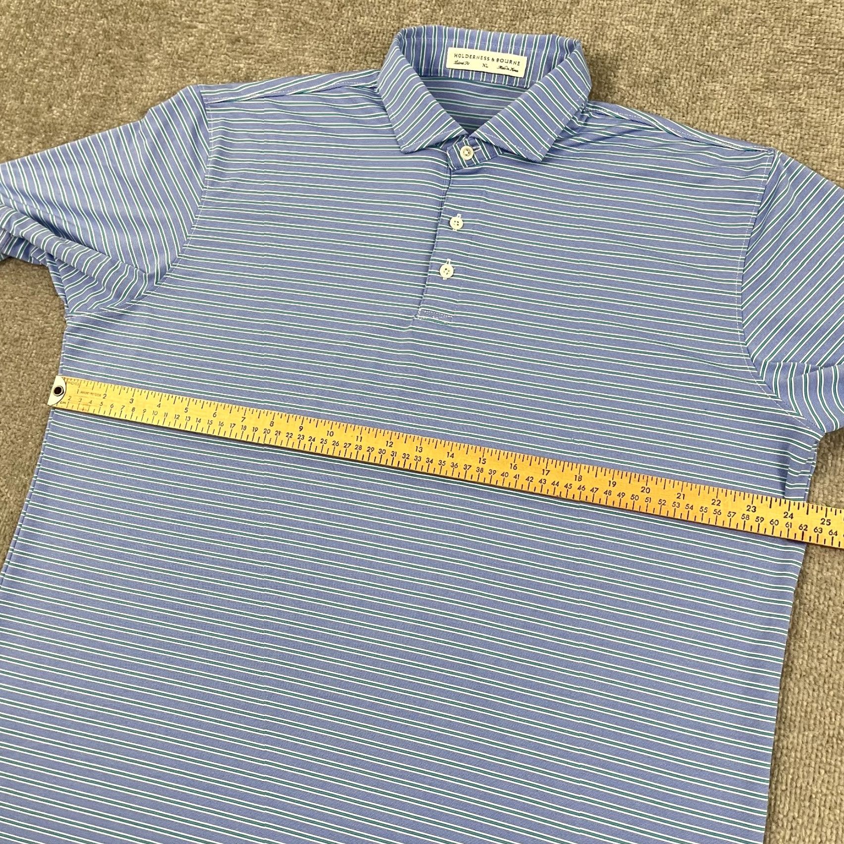 Vintage Holderness & Bourne Polo Shirt Men XL Blue Striped Golf Performance Preppy Sport Size US XL / EU 56 / 4 - 6 Thumbnail