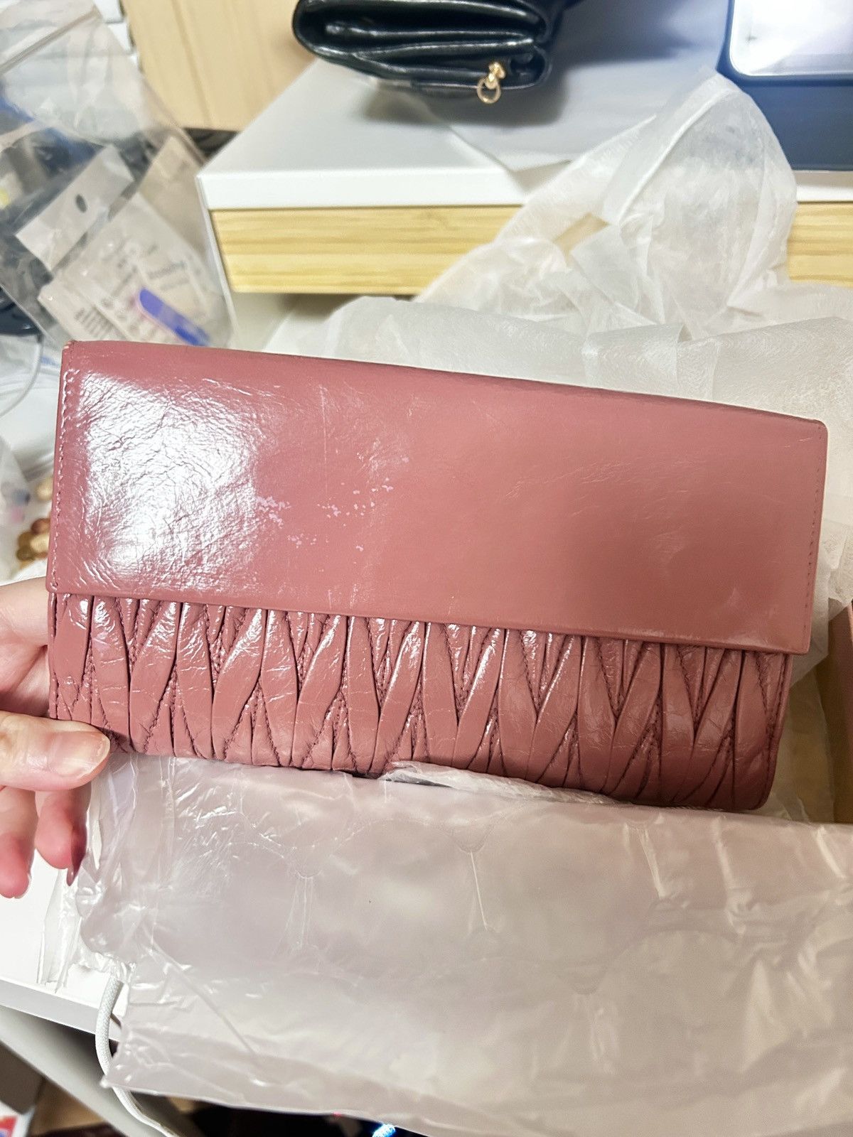 Miu Miu Miu Miu Pink Matelassé Long Wallet / Clutch with Chain Size ONE SIZE - 3 Thumbnail