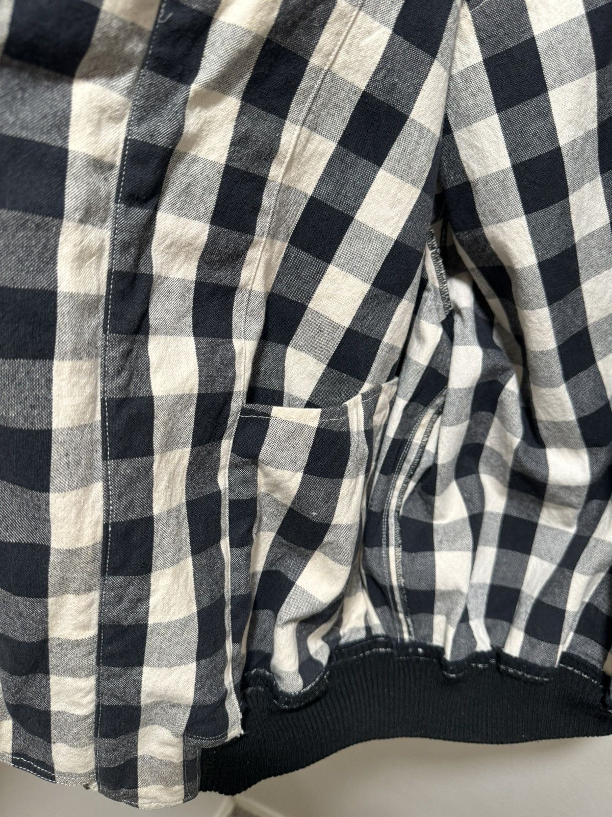 Issey Miyake 1980s iS Logo Black Check Gingham Bomber Jacket Size US L / EU 52-54 / 3 - 5 Thumbnail