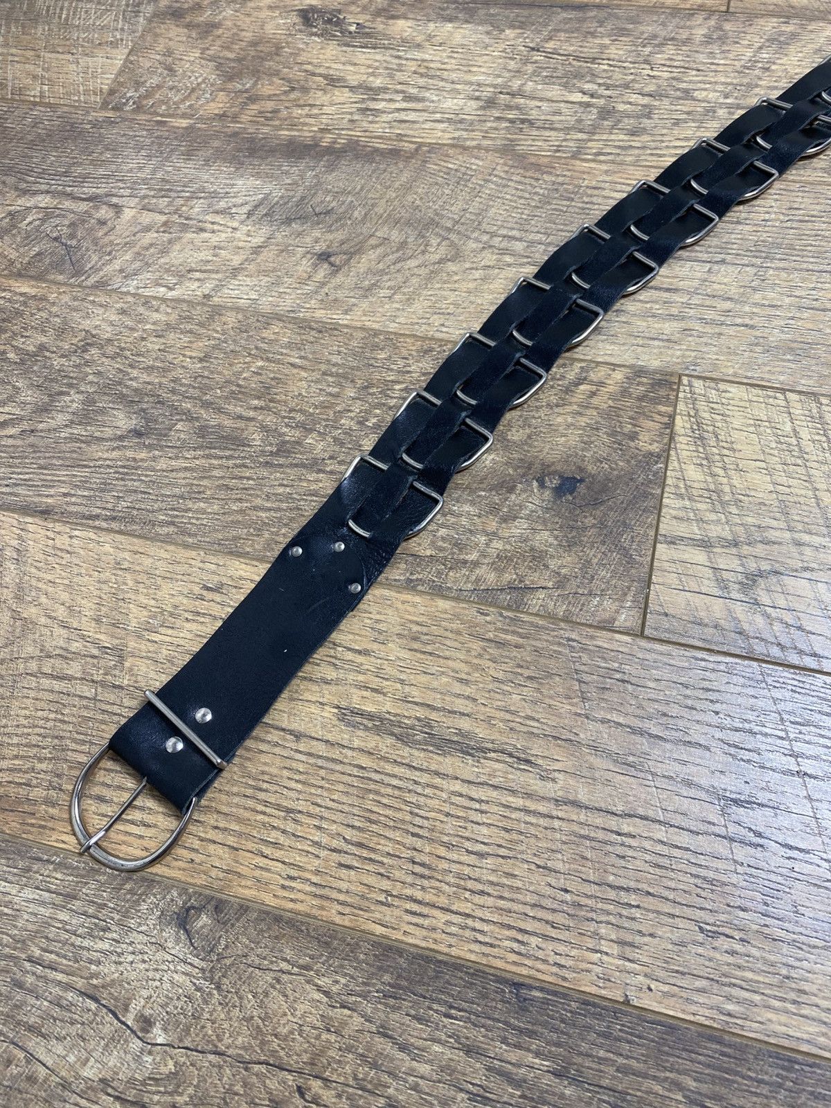 Genuine Leather Gothic Leather Ring Linked Belt Silver Hardware Size ONE SIZE - 2 Thumbnail