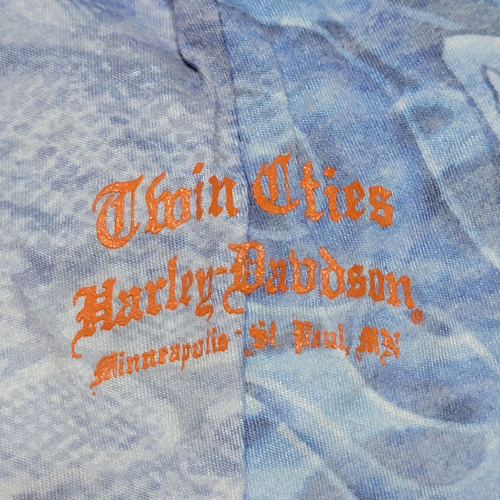 Harley Davidson Harley-Davidson Lt. Blue Blouse Flame Roses - Size Small Size S / US 4 / IT 40 - 3 Thumbnail