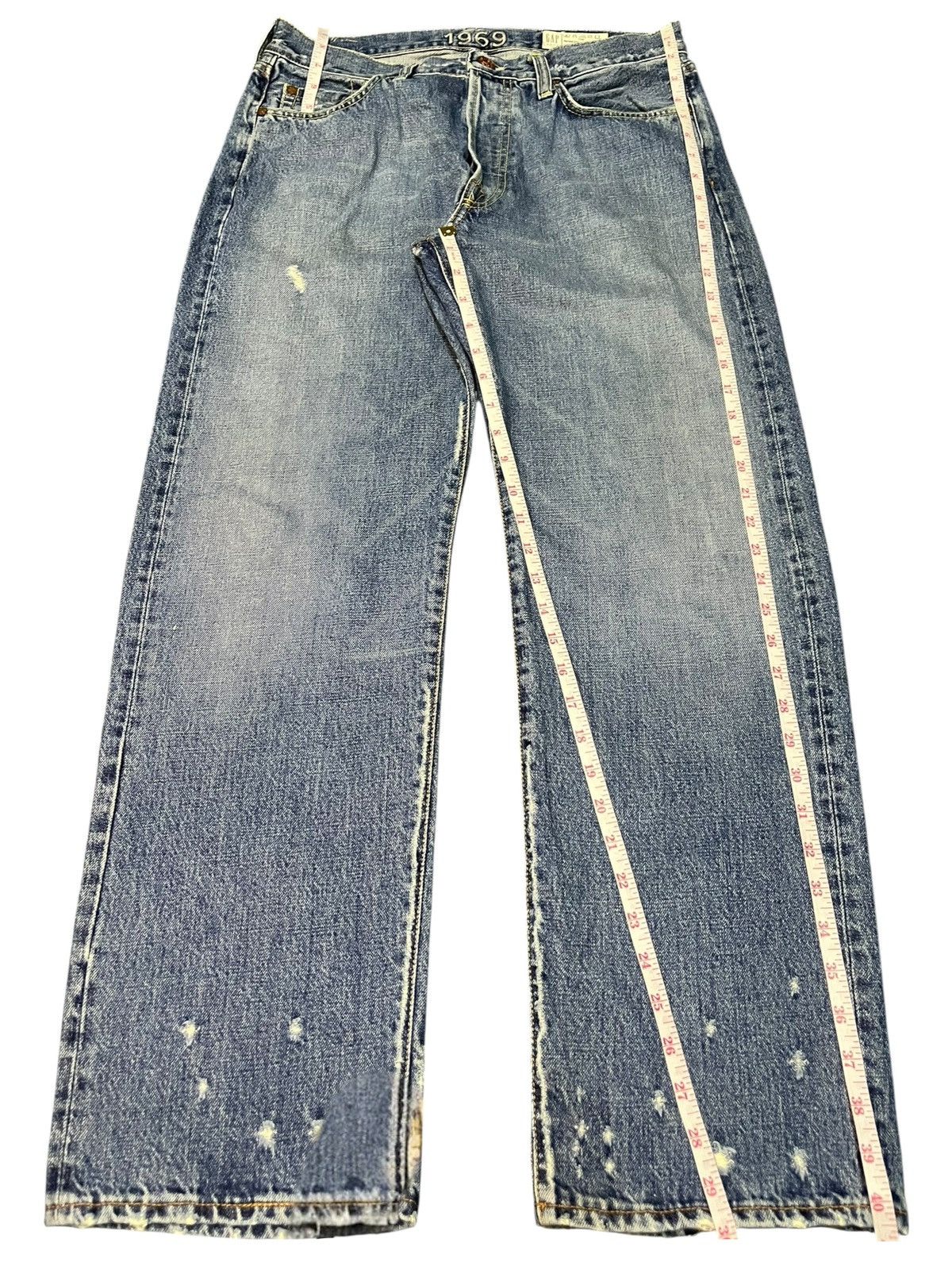 Gap Vintage Gap Blue Wash Distress Loose Selvedge Jeans Size US 32 / EU 48 - 7 Thumbnail