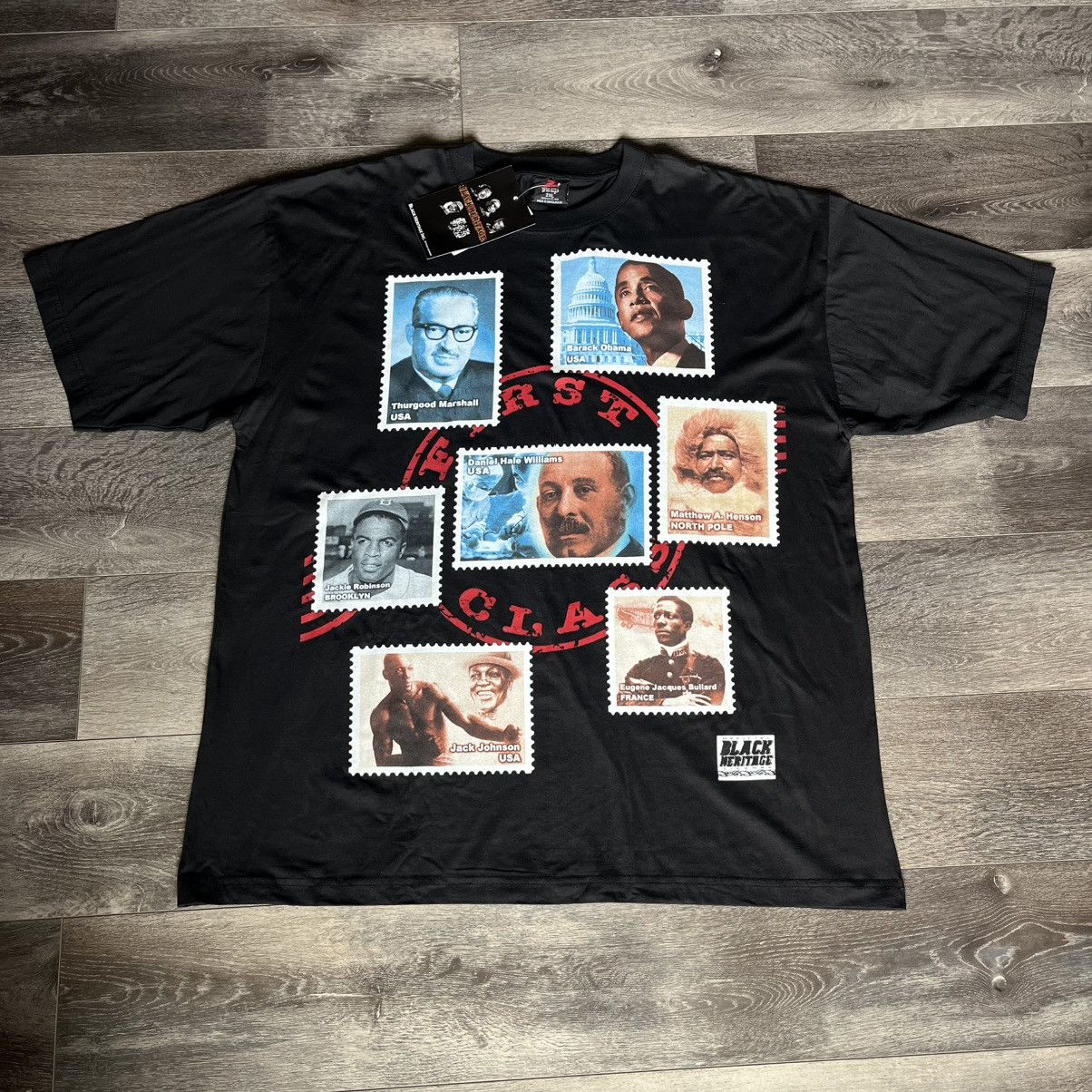 Vintage New Vintage Black Heritage Stamps Logo Black History T Shirt Size US XXL / EU 58 / 5 - 1 Thumbnail