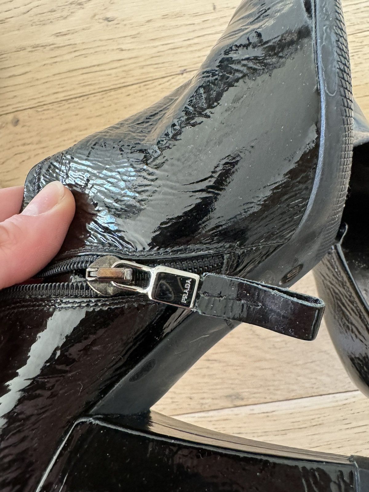 Prada Patent leather high heeled ankle boots Size US 7.5 / IT 37.5 - 7 Thumbnail