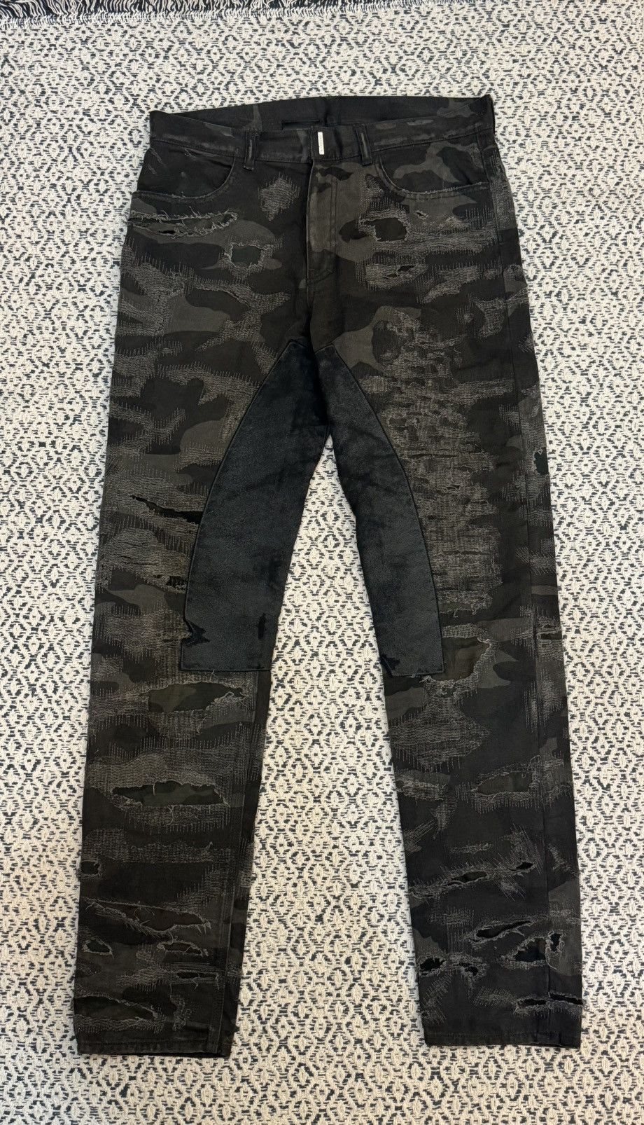 Givenchy FW22 Camo boro Printed Worn Slim Fit Denim Pants
