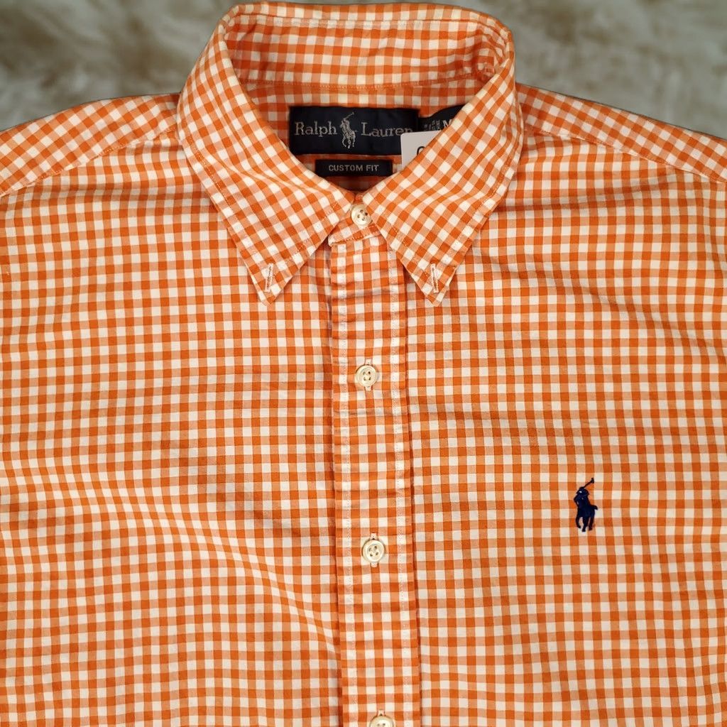 Ralph Lauren Ralph Lauren Shirt Mens Medium Orange Check Custom Fit Button Up Short Sleeve Size US M / EU 48-50 / 2 - 1 Thumbnail