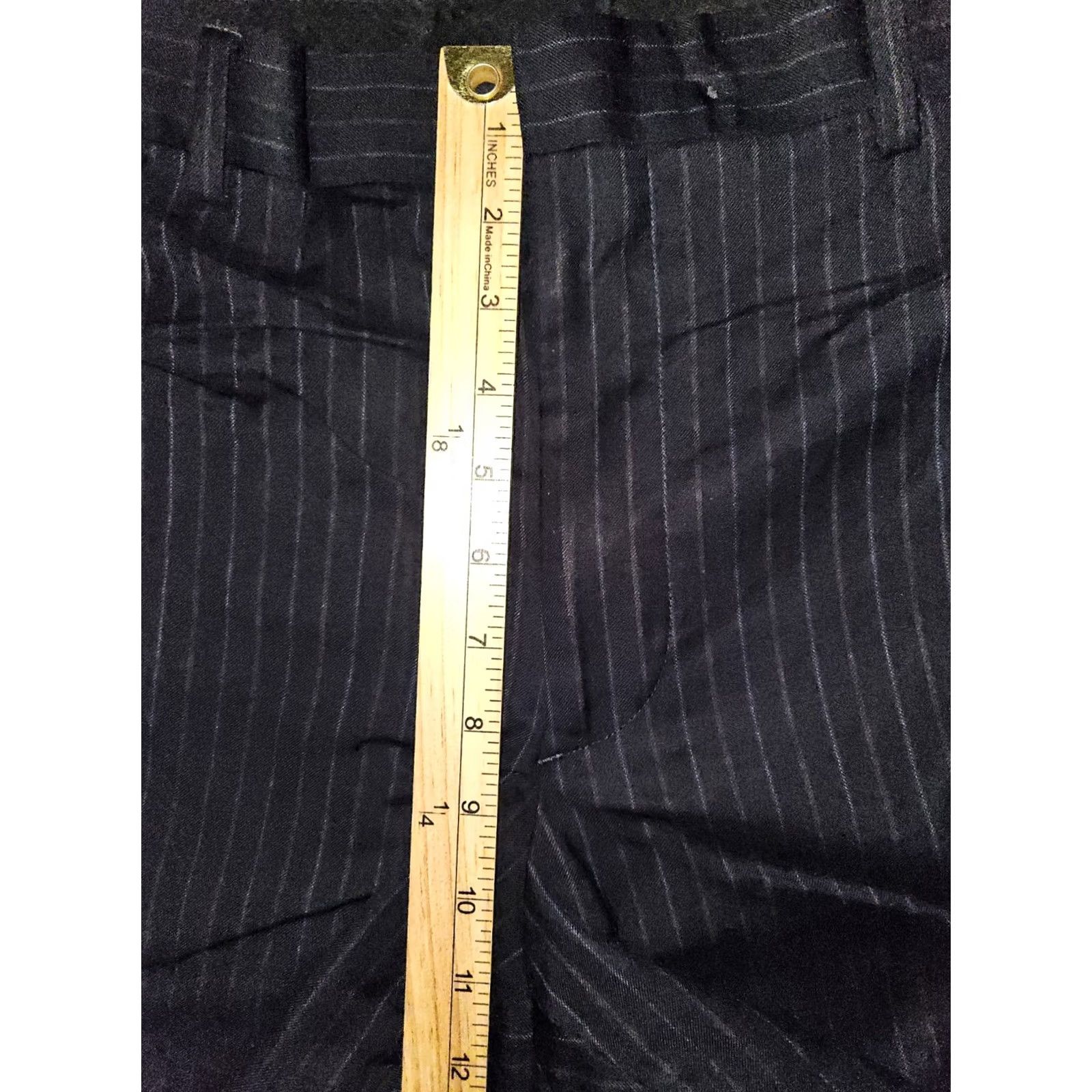 Banana Republic VINTAGE Banana Republic Modern Fit Dress Pants Mens 35x32 Black Striped 99% Wool Lined Size US 35 - 4 Thumbnail