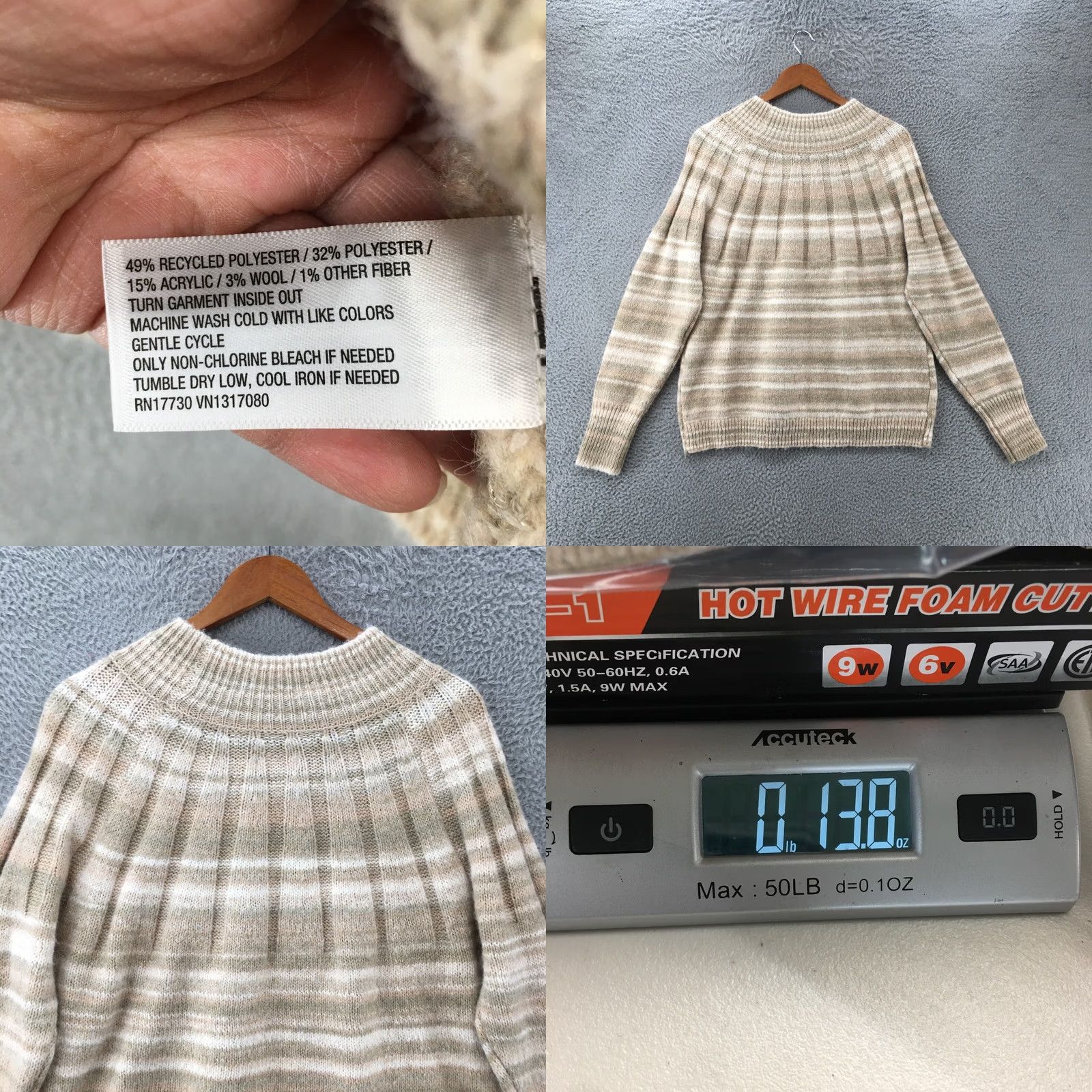 Vintage Knox Rose Pullover Sweater XL Beige Polyester Knit Long Sleeve Casual Womens Slim Fit Crew Neck Dolman Sleeve Size XL / US 12-14 / IT 48-50 - 8 Thumbnail