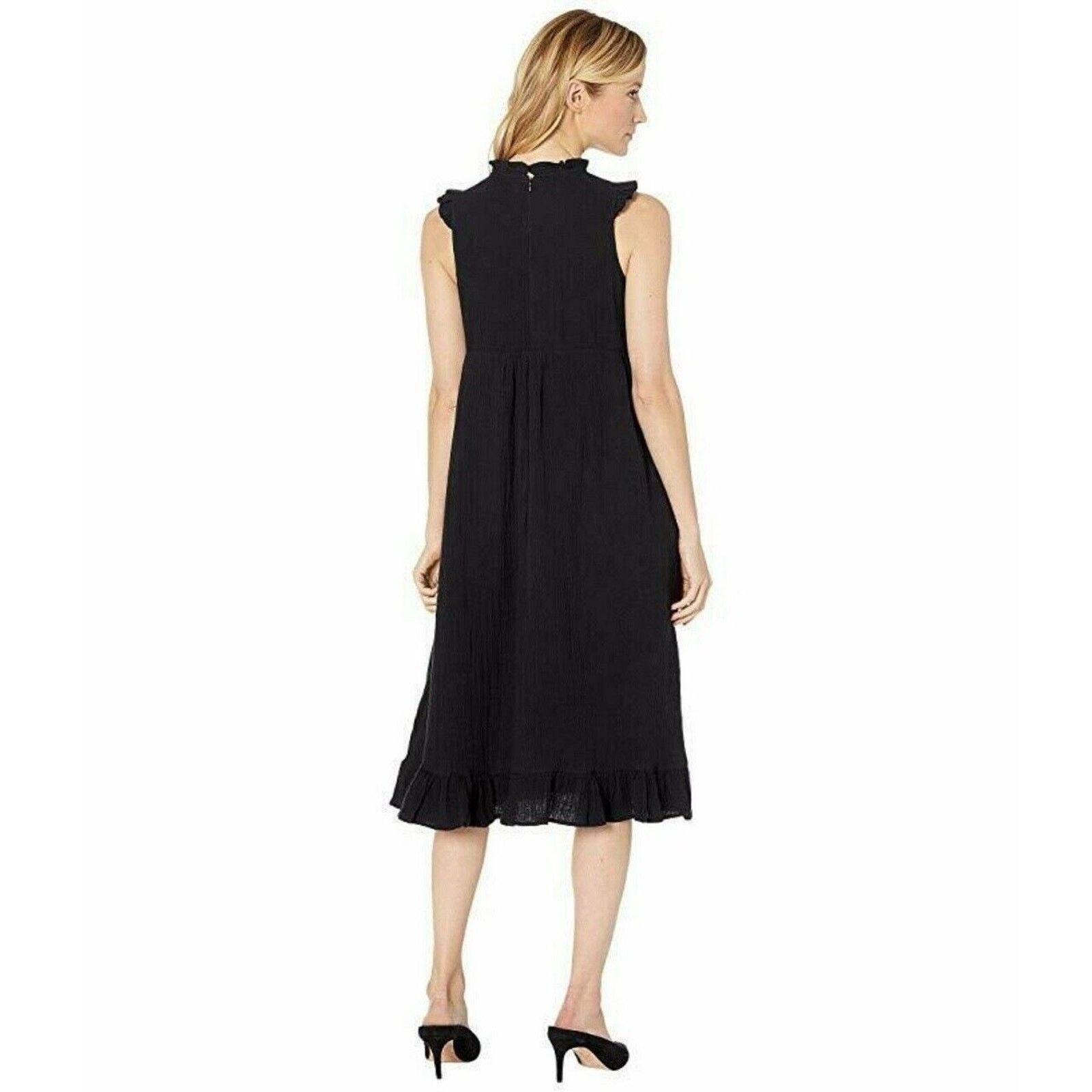The Unbranded Brand American Rose Women Black Cotton Ruffle Midi Dress Size S Size S / US 4 / IT 40 - 2 Thumbnail
