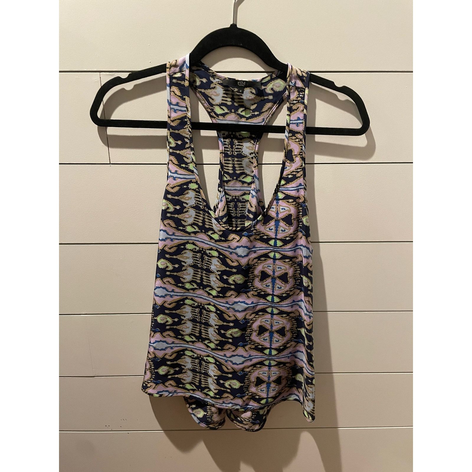 Tibi Tibi Watercolor 100% Silk Raceback Tank, size 4 Size S / US 4 / IT 40 - 1 Thumbnail