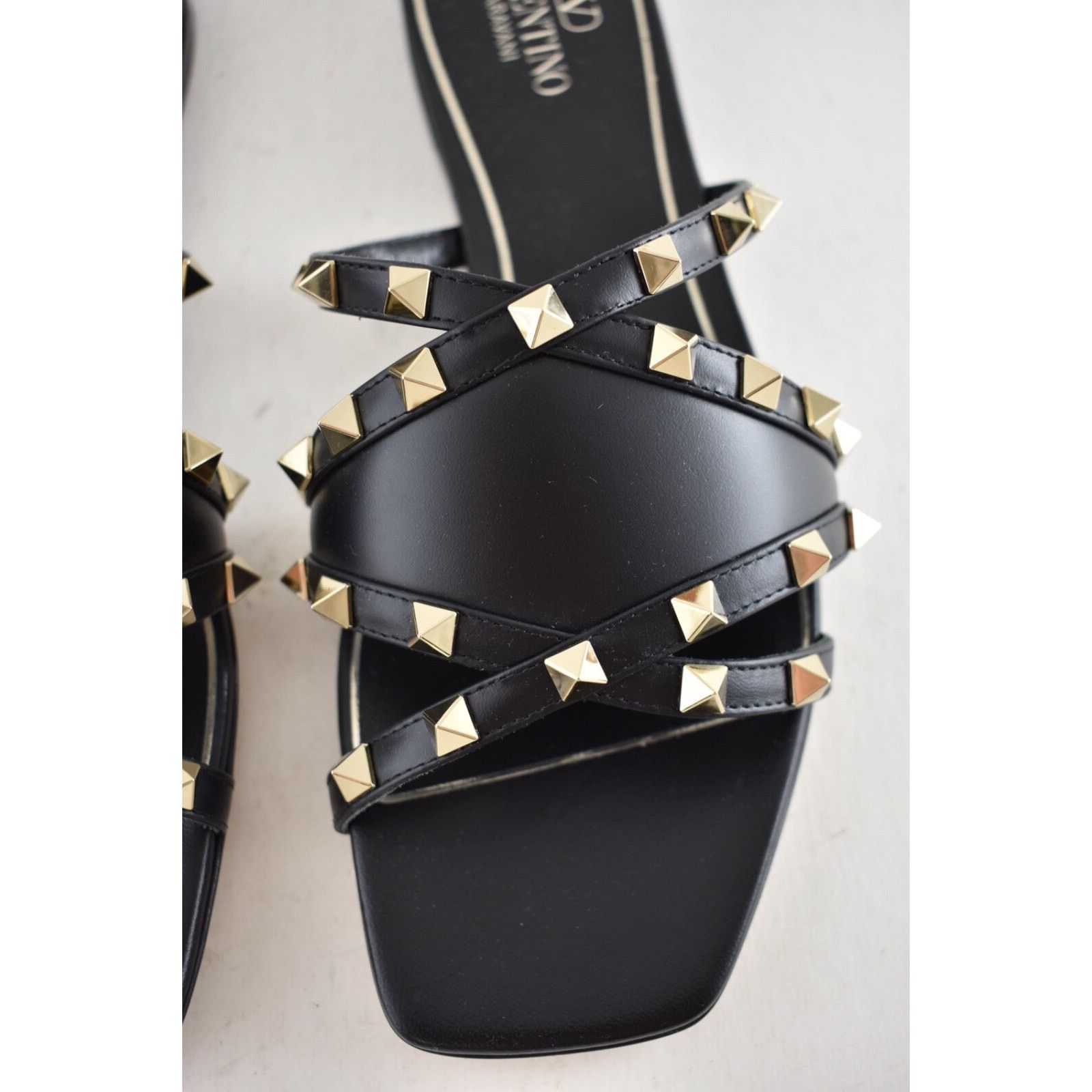 Valentino Valentino Rockstud Crisscross Strap Leather Black Slip On Size US 10 / IT 40 - 9 Thumbnail