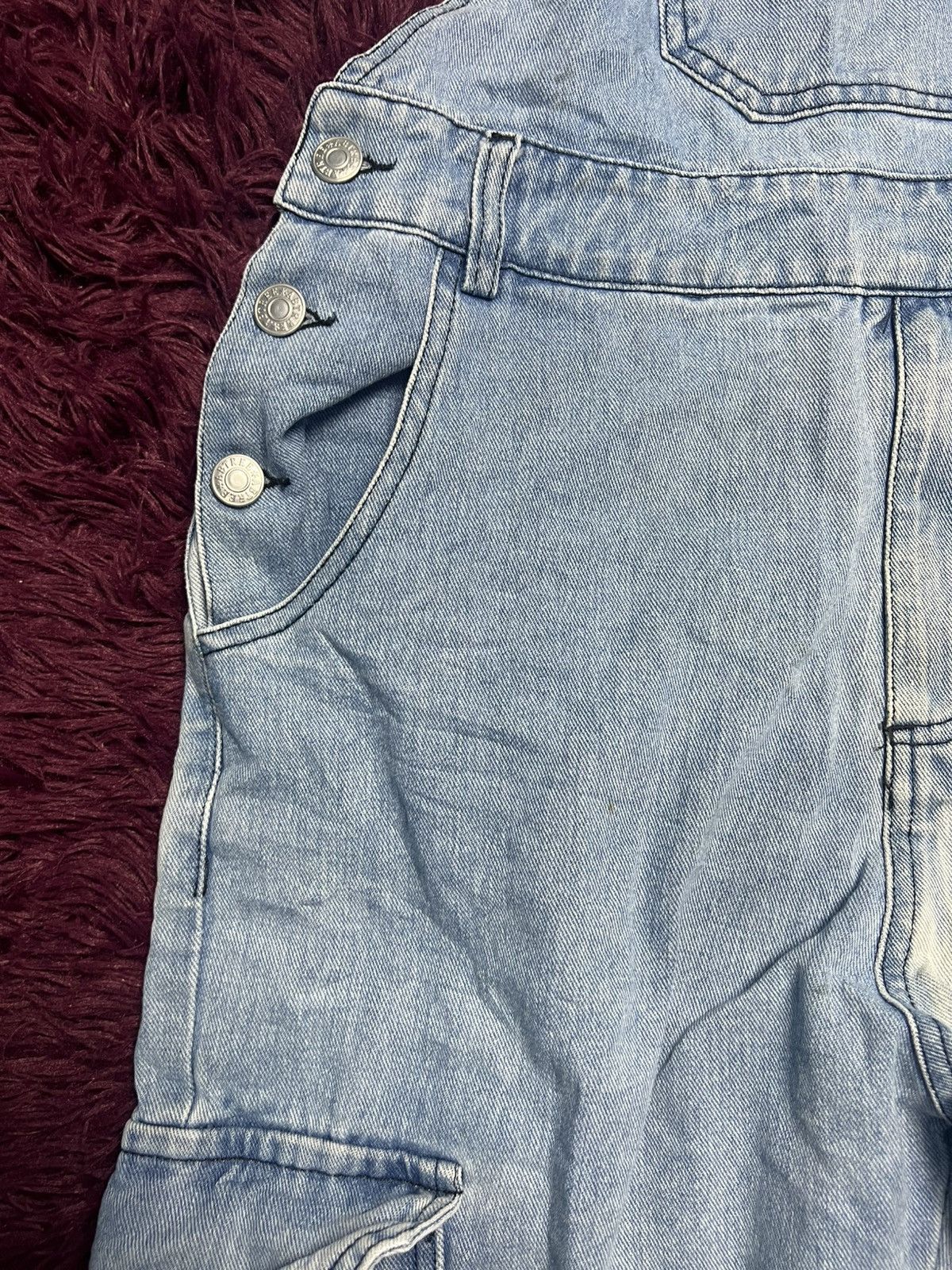 Japanese Brand Cnsuncae Men’s Blue Denim Cargo Overalls (47) Size US 33 - 4 Thumbnail