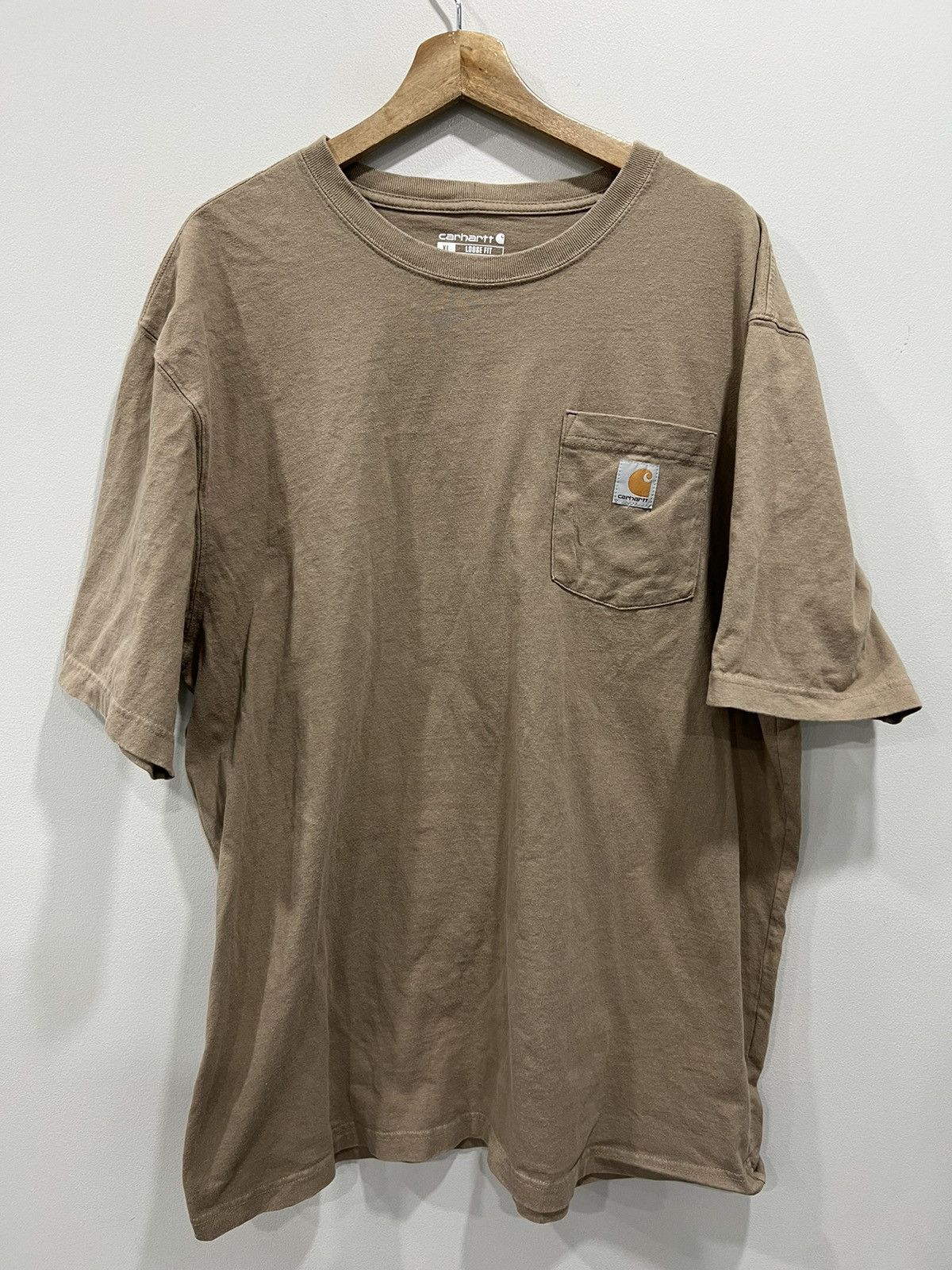 Carhartt Vintage Carhartt Tee Shirt Brown faded Size US XL / EU 56 / 4 - 1 Thumbnail