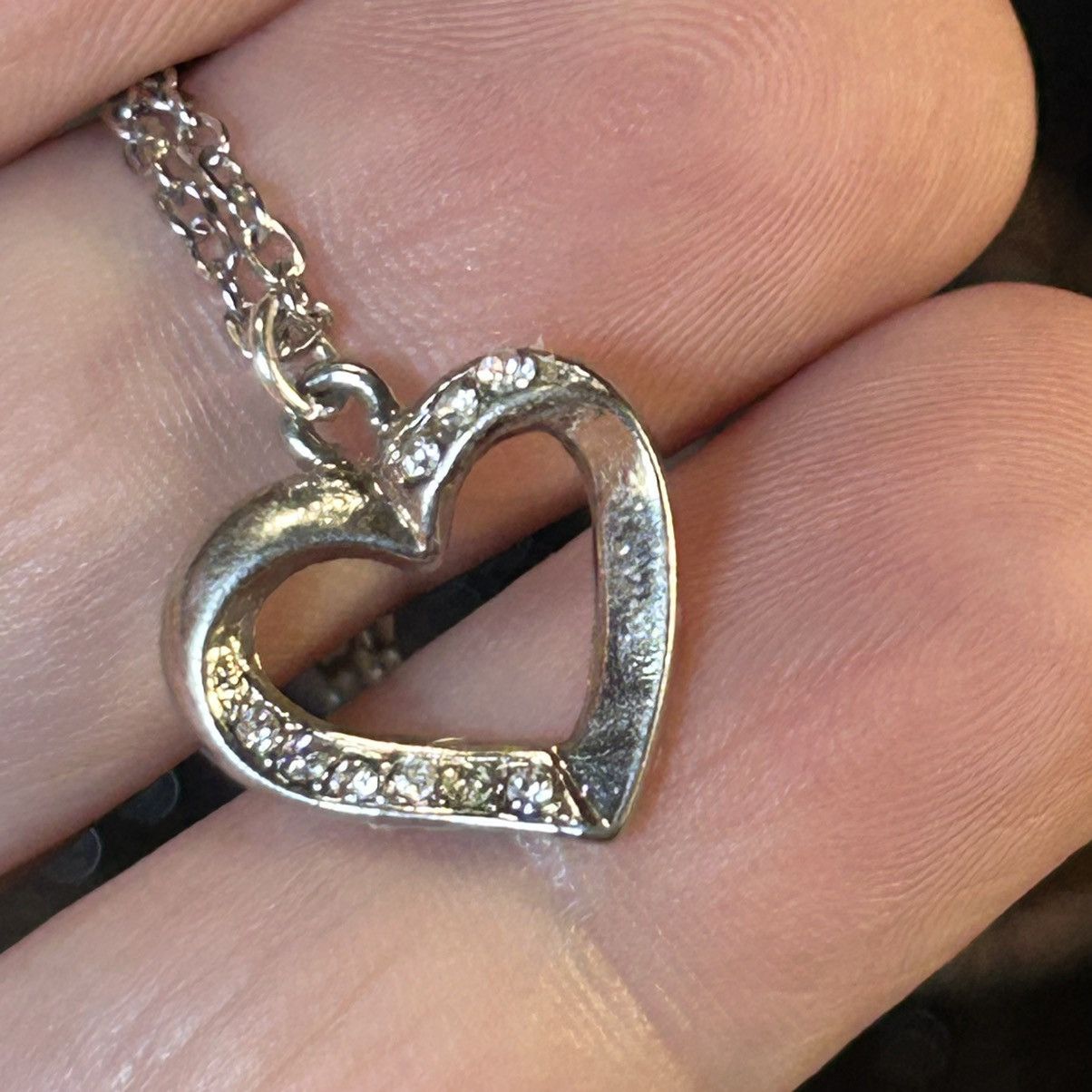 Handmade Handcrafted vintage clear rhinestone heart pendant necklace Size ONE SIZE - 5 Thumbnail