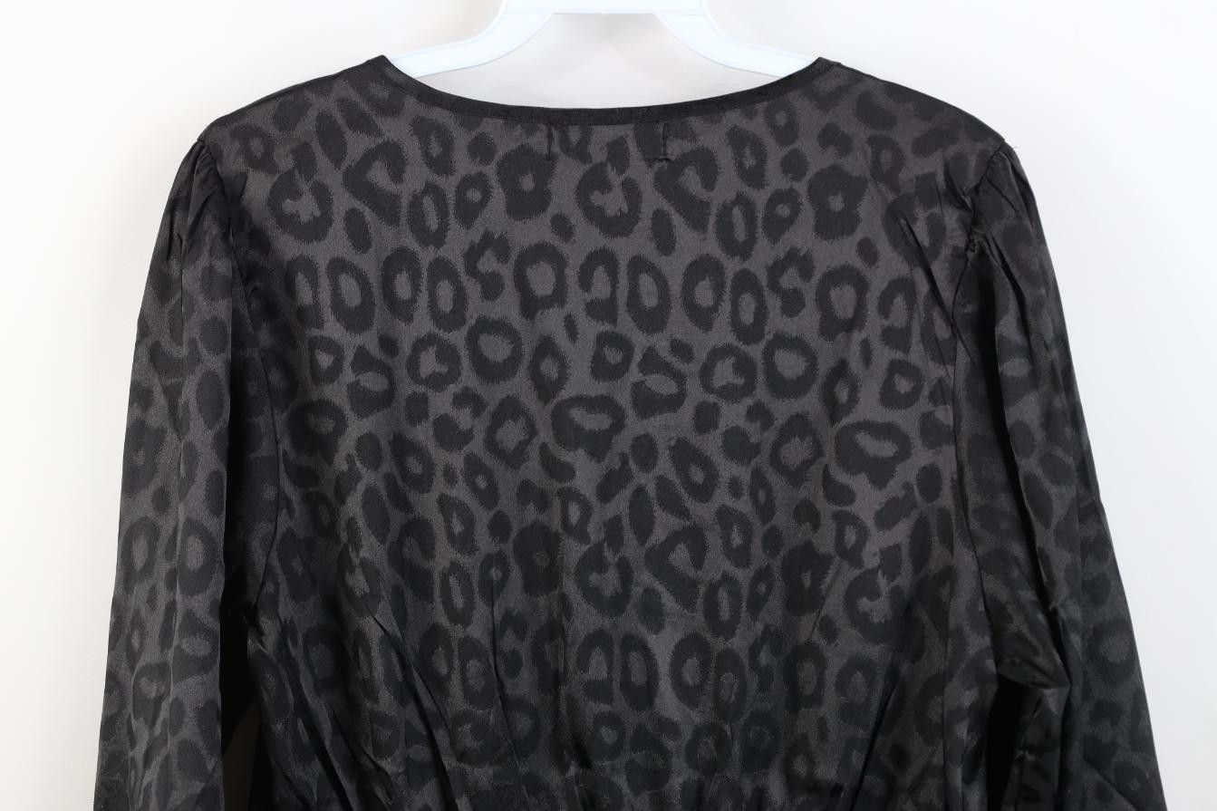 Vintage Vintage 90s Y2K Babydoll Leopard Cheetah Shirt Top Black Size L / US 10 / IT 46 - 11 Thumbnail