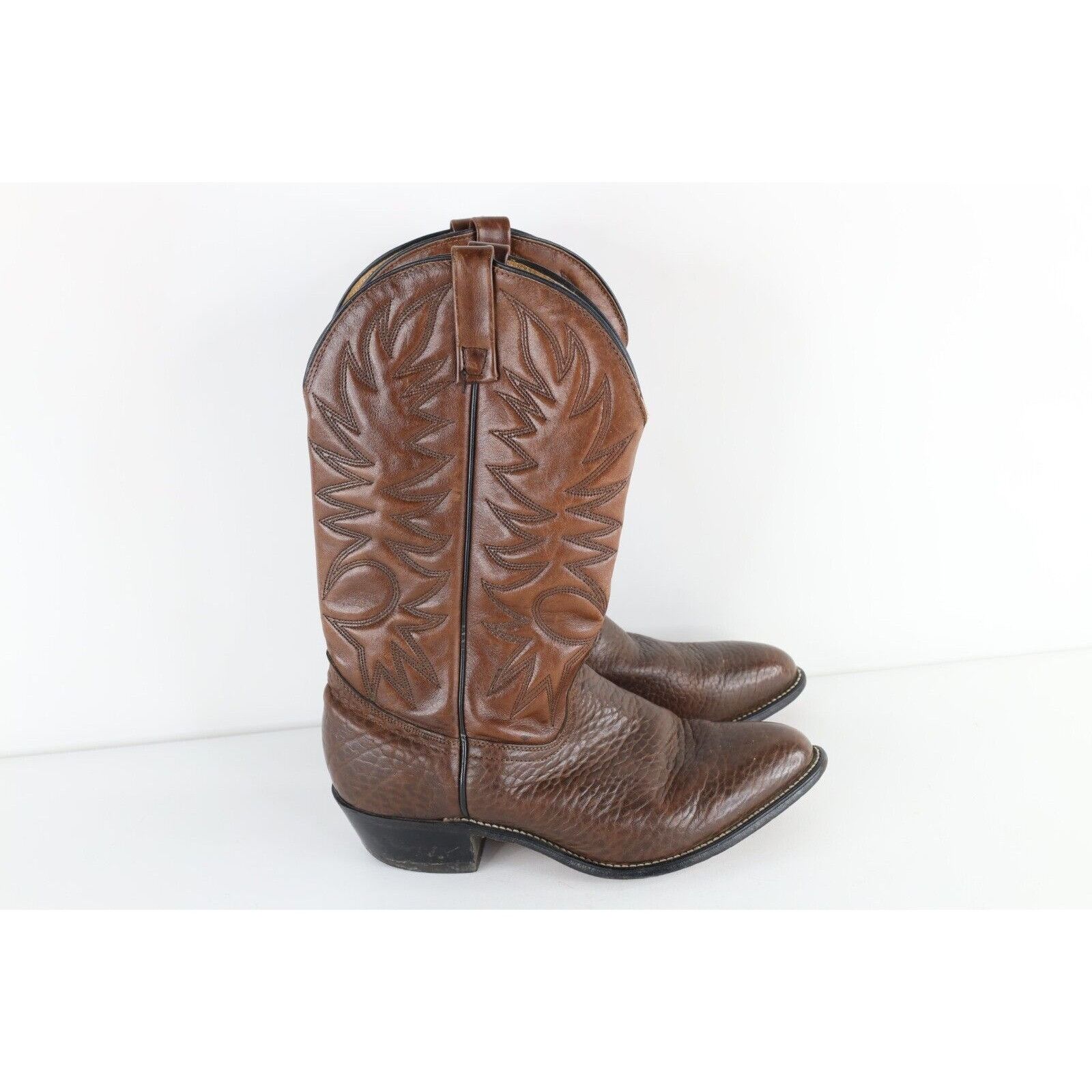 Vintage Vintage 70s Pebble Grain Tribal Leather Cowboy Boots Size US 10 / EU 43 - 4 Thumbnail