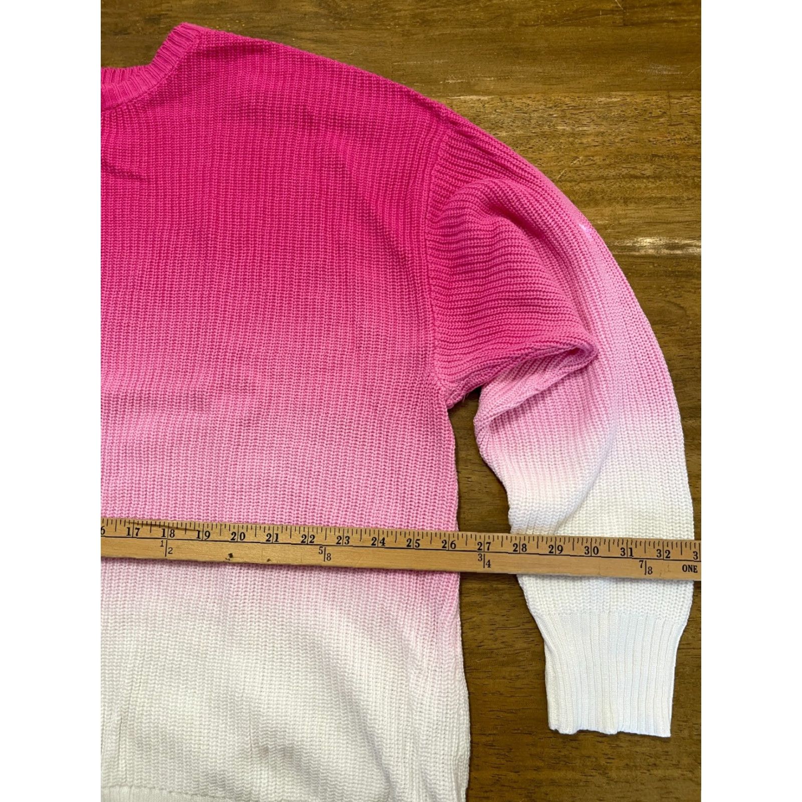 Vintage All Worthy Shirt Womens 2X Pink White Ombre Crew Neck Pullover Knit Sweater Size XXL / US 16-18 / IT 52-54 - 5 Thumbnail