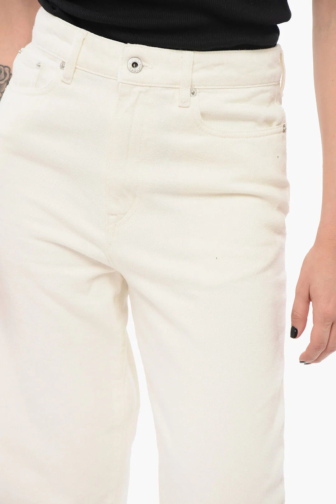 Kenzo og1mm0426 Cropped Fit Jeans in White Size 28" / US 6 / IT 42 - 3 Thumbnail