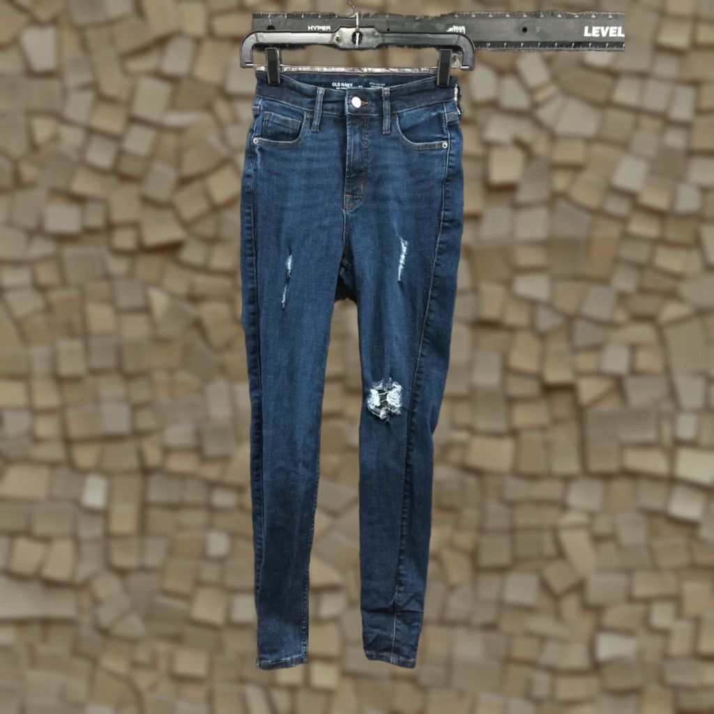 Old Navy VINTAGE Old Navy Extra High Rise Super Skinny Jeans 00 Womens Medium Blue Size 24" / US 00 / IT 34 - 1 Thumbnail