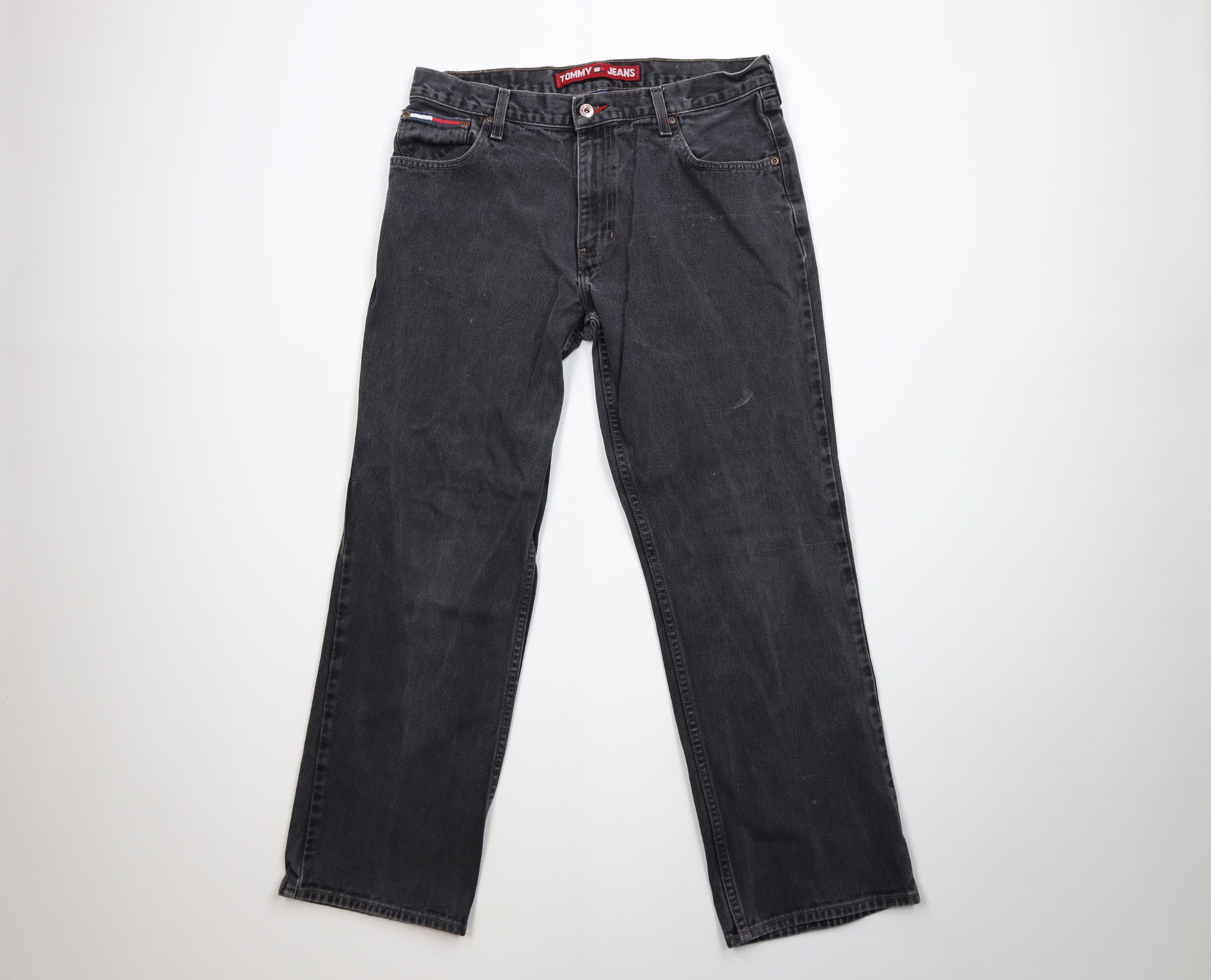 Tommy Hilfiger Vintage 90s Tommy Hilfiger Spell Out Wide Leg Denim Jeans Size US 33 - 1 Thumbnail