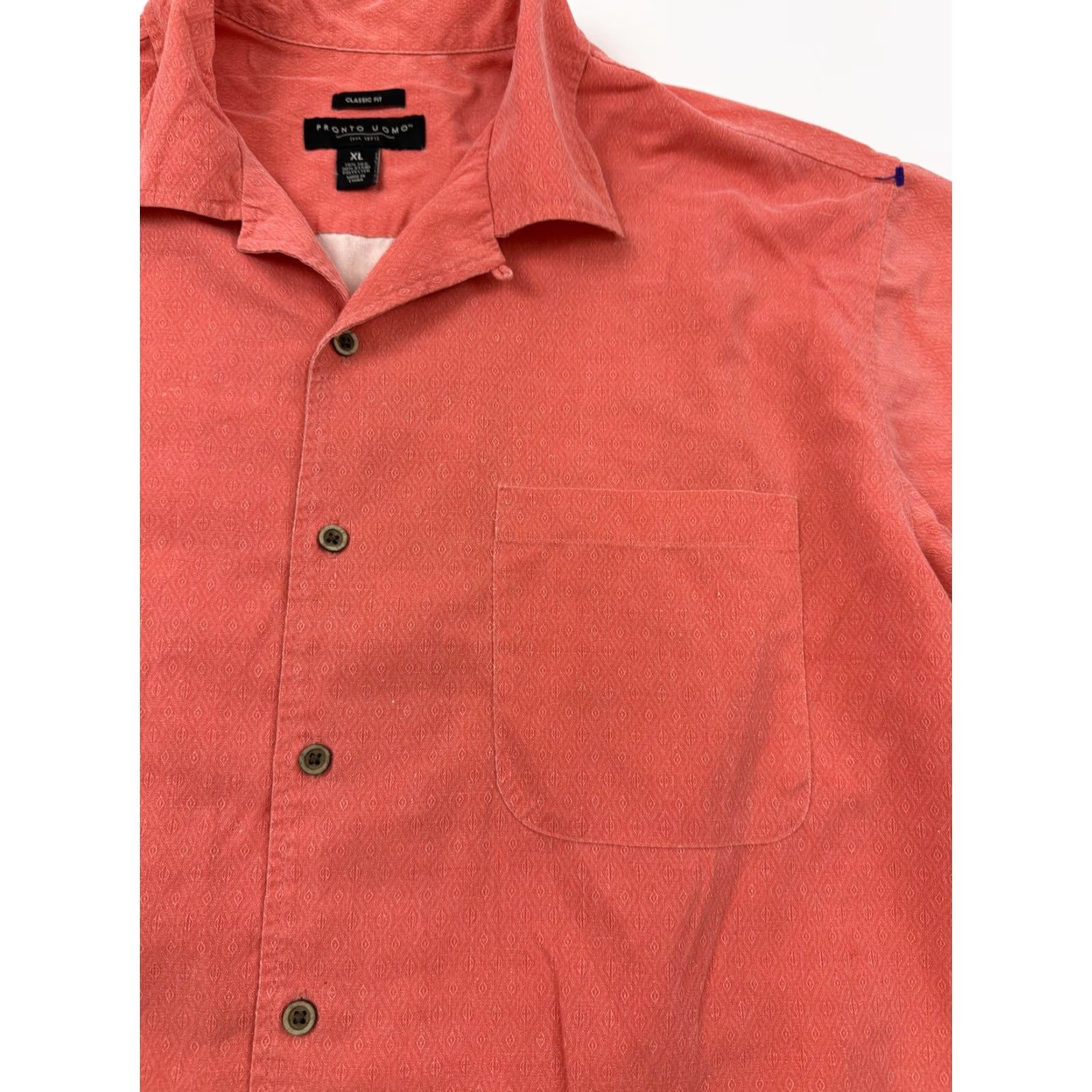 Pronto Uomo Pronto Uomo Shirt Mens XL Red Geometric Silk Blend Short Sleeve Button Up Casual Size US XL / EU 56 / 4 - 5 Thumbnail