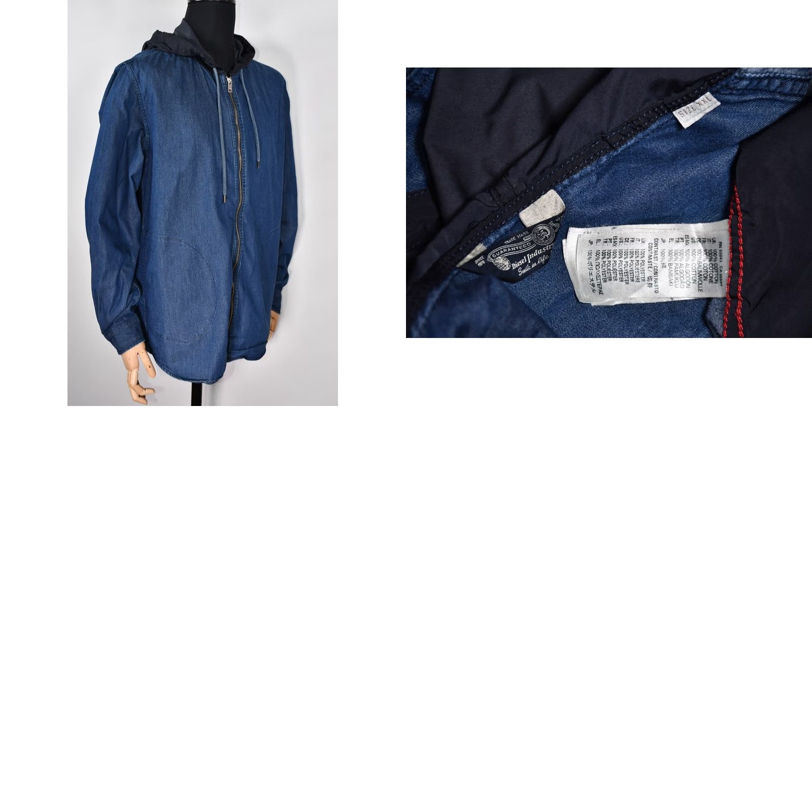 Diesel Diesel Hooded Shirt Jacket Denim Blue 2XL Mens Hoodie Jacket Shirt 2XL Denim Blue Dieselshirt Jacket Mens Size US XXL / EU 58 / 5 - 8 Thumbnail